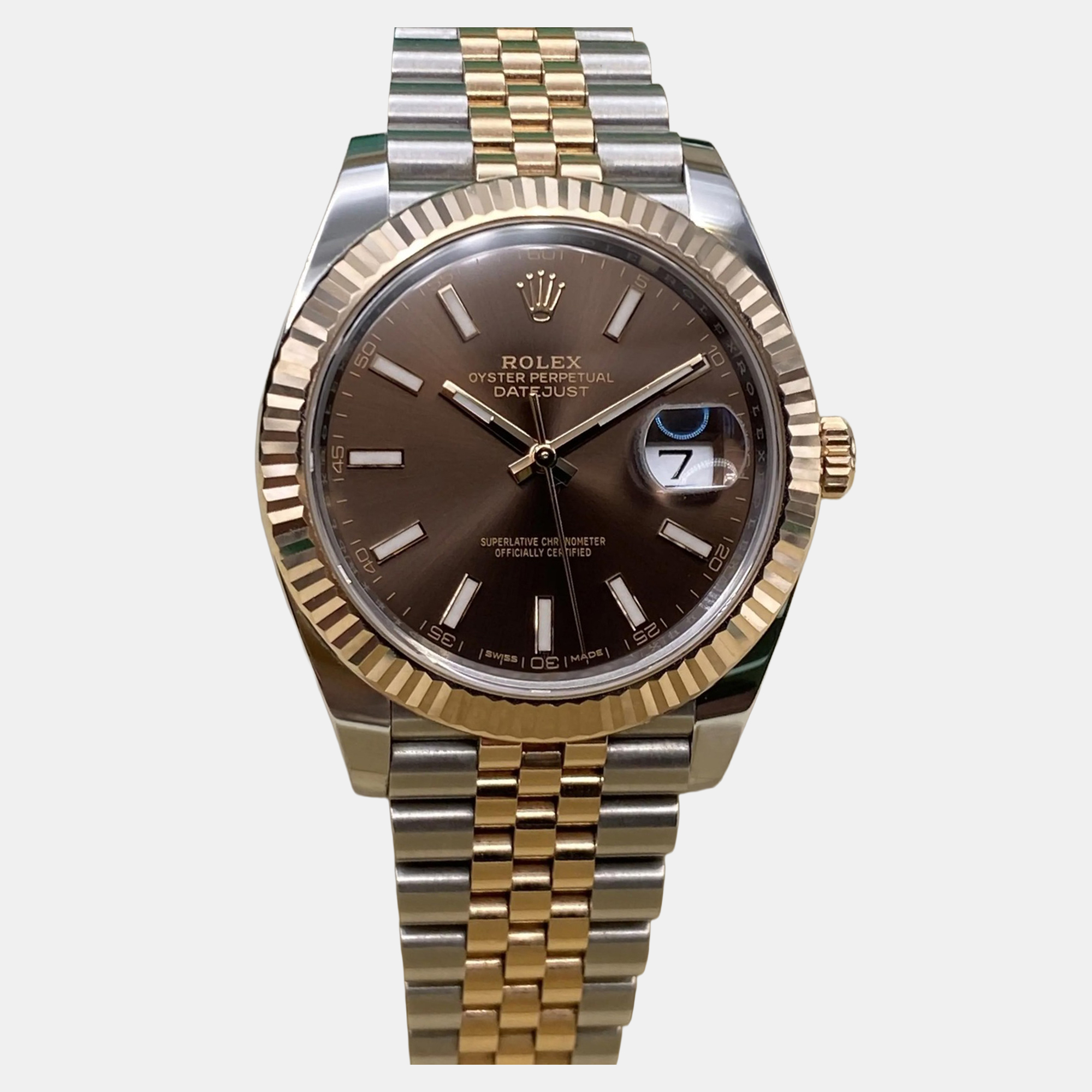 

Rolex Datejust 126331 Automatic Brown Dial Stainless Steel 18k Rose Gold Men's Wristwatch 41 mm