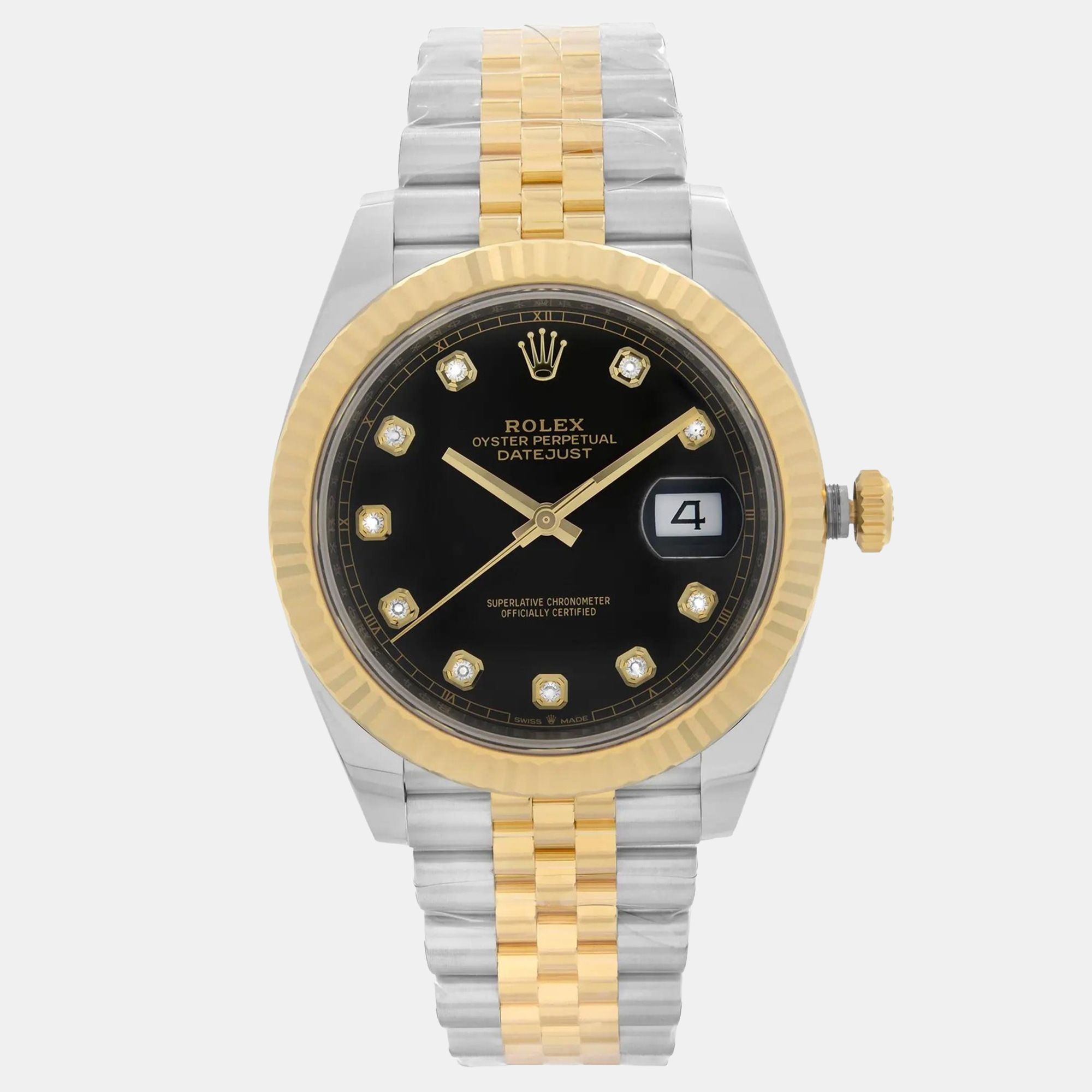 

Rolex Datejust 126333 Automatic Black Diamond Dial Stainless Steel 18k Yellow Gold Men's Wristwatch 41 mm