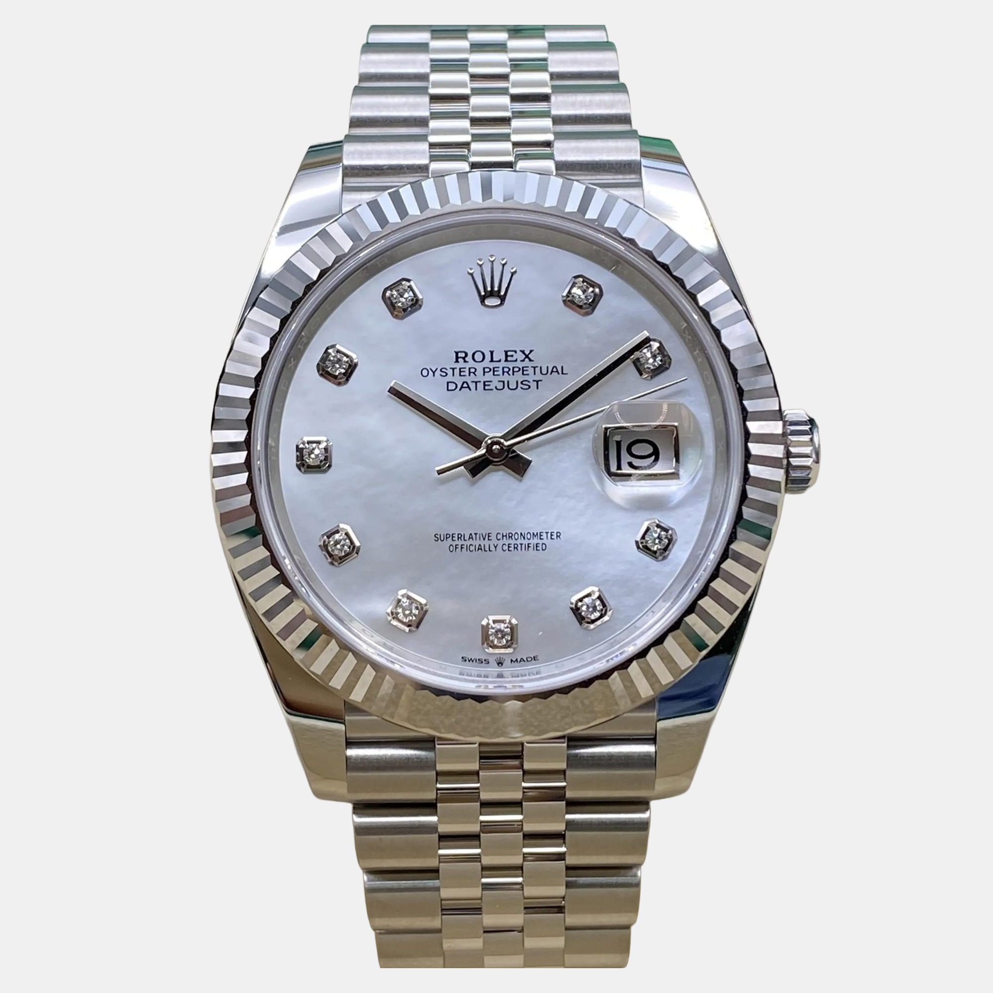 

Rolex Datejust 126334 Automatic Mother of Pearl Diamond Dial Stainless Steel 18k White Gold Men's Wristwatch