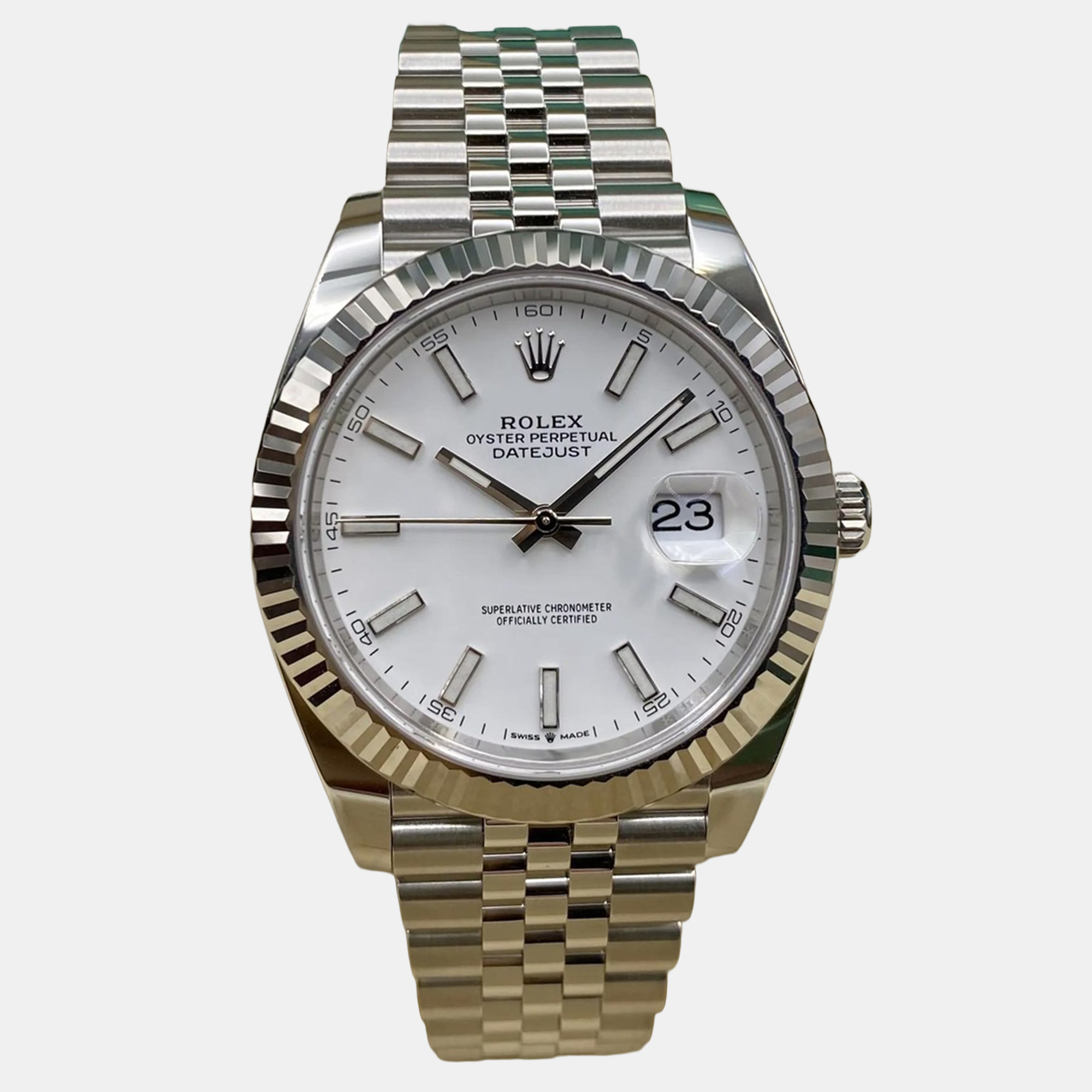 

Rolex Datejust 126334 Automatic White Dial Stainless Steel Men's Wristwatch, Silver