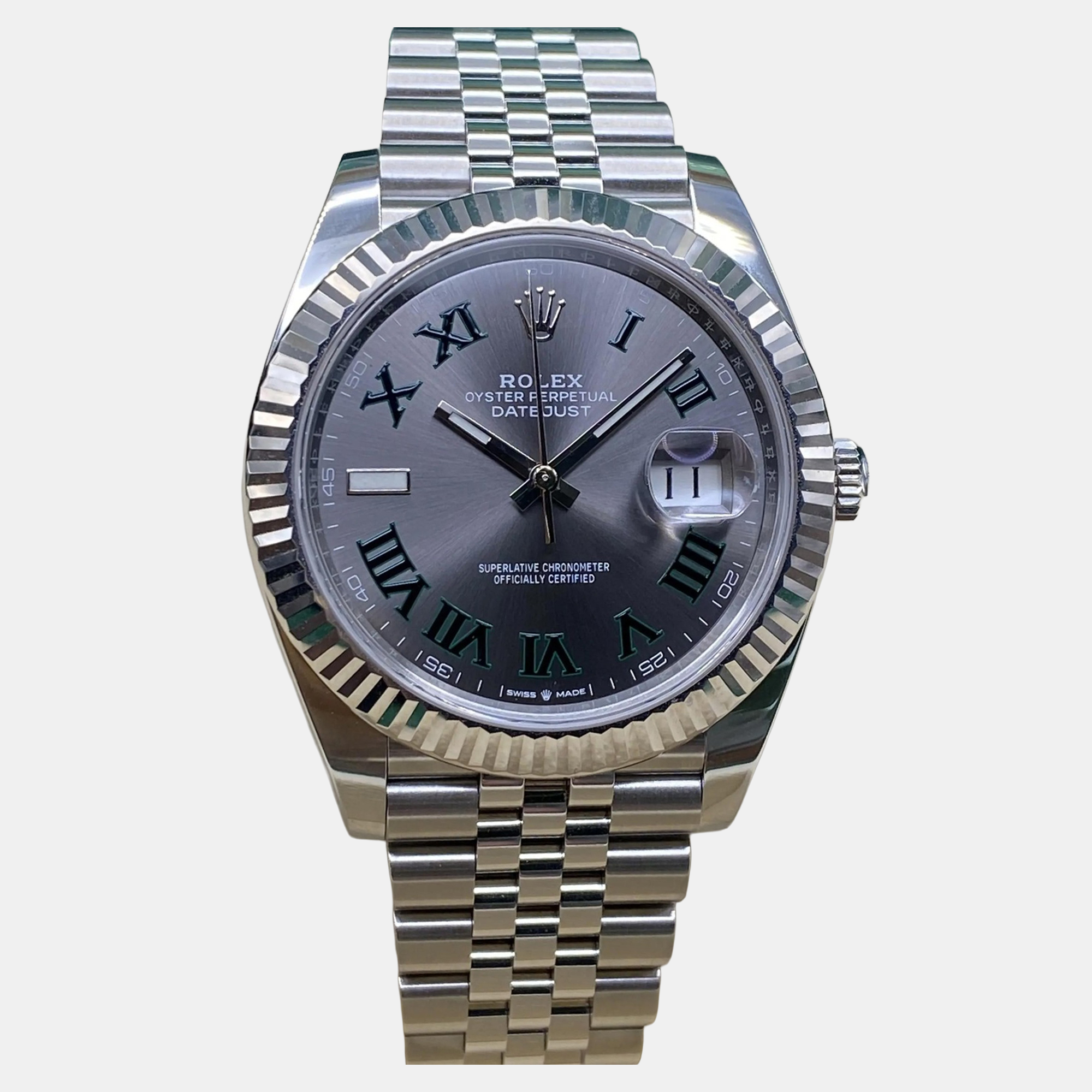 

Rolex Datejust 126334 Automatic Wimbledon Dial Stainless Steel Men's Wristwatch, Grey