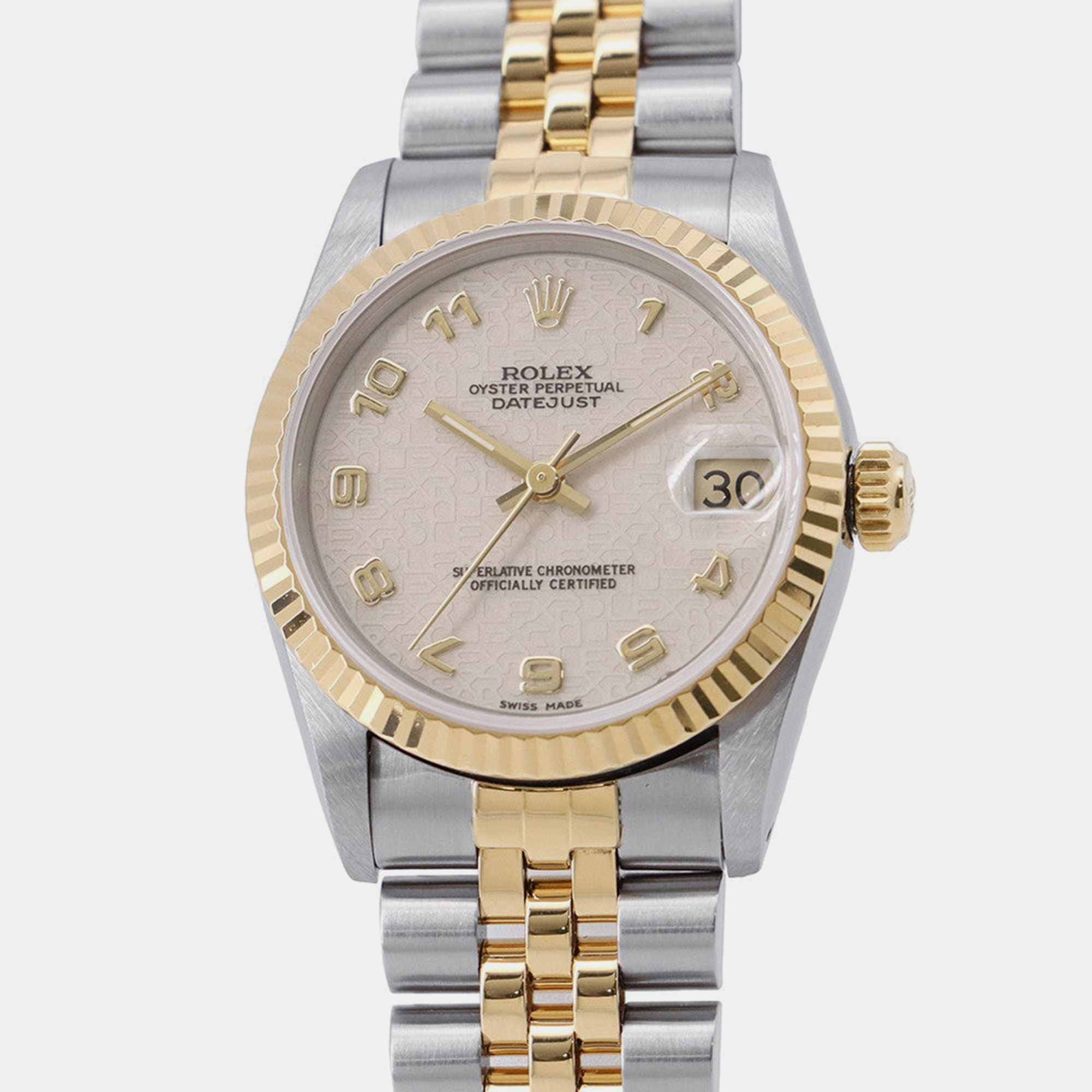 

Rolex Datejust 68273 Automatic Ivory 18k Yellow Gold Stainless Steel Men's Wristwatch 31 mm, White