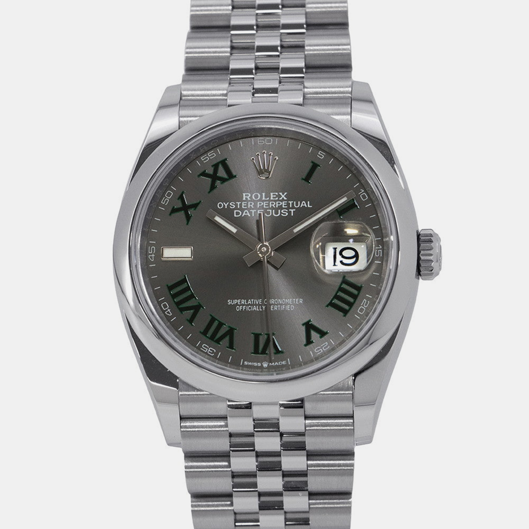 Click to view more detailed imagery on our partner's website Pre-owned Rolex Datejust 126200 Automatic Grey Stainless Steel Men's Wristwatch 36 Mm In Gray