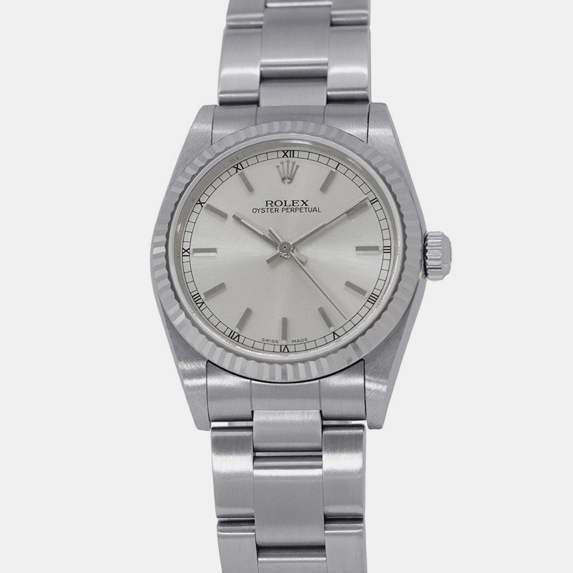 Rolex Oyster Perpetual 77014 Automatic Silver Stainless Steel Men’s Wristwatch 31 mm