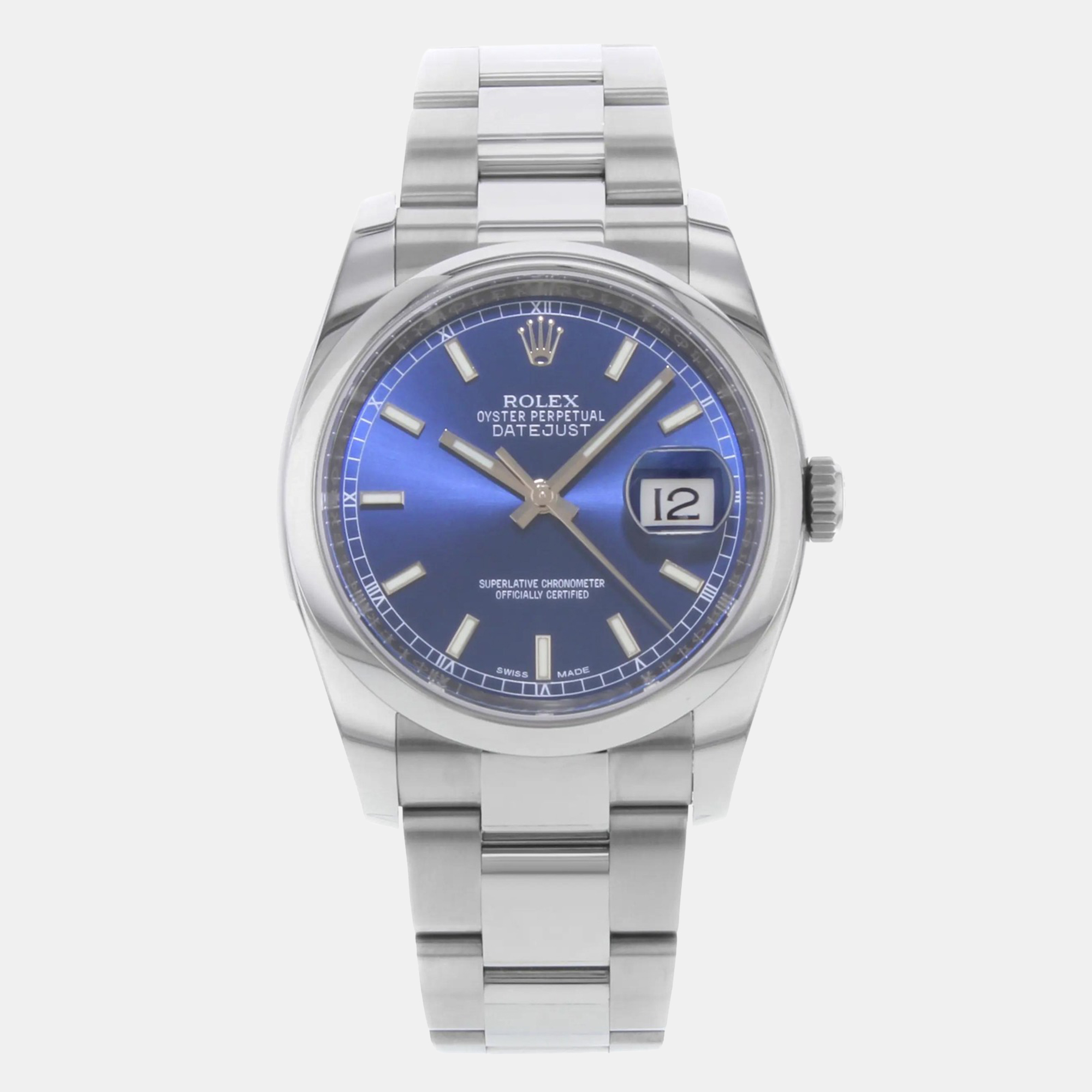 

Rolex Datejust 116200 Automatic Blue Dial Stainless Steel Men's Wristwatch 36 mm