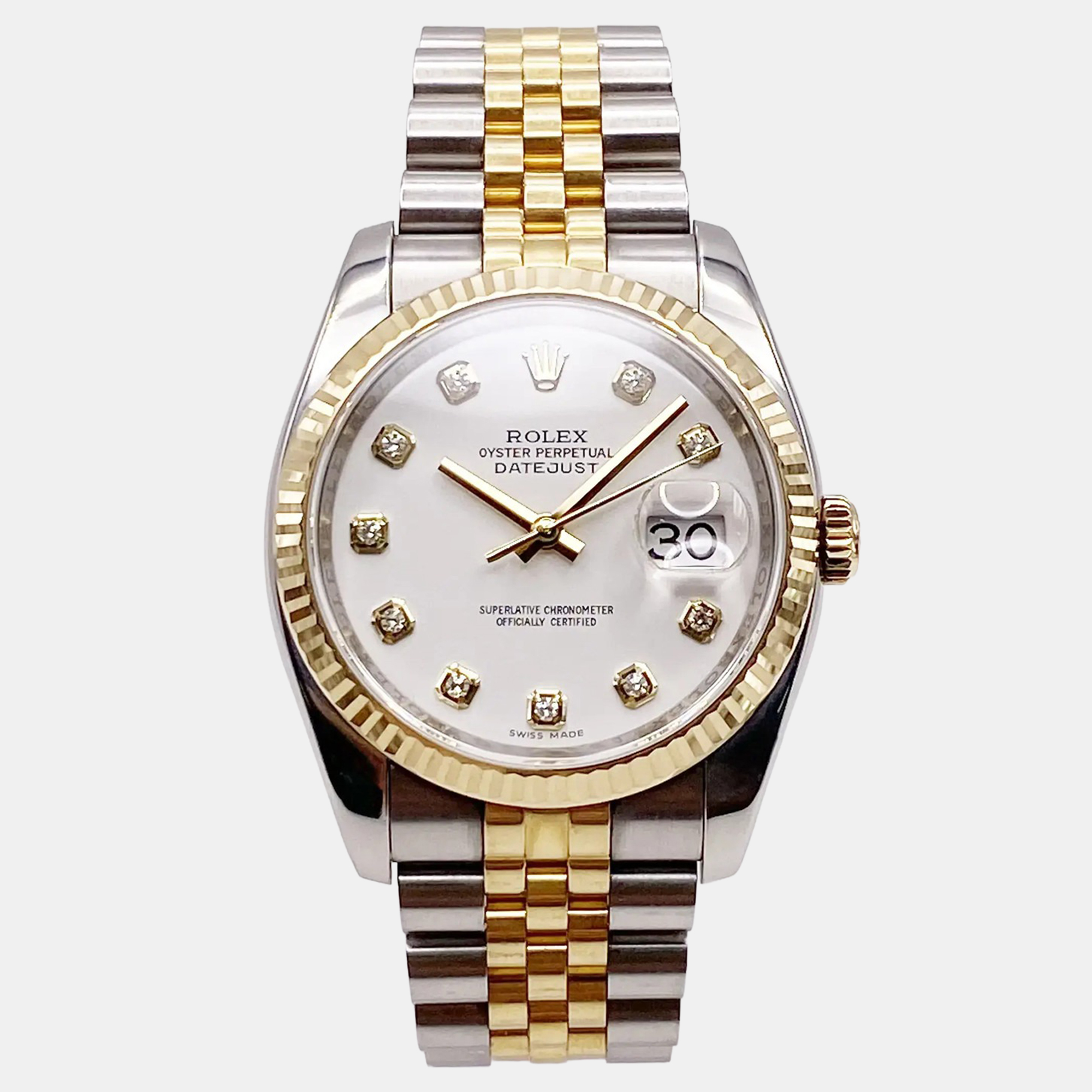 

Rolex Datejust 116233 Automatic White Diamond Dial 18K Yellow Gold Stainless Steel Men's Wristwatch 36 mm