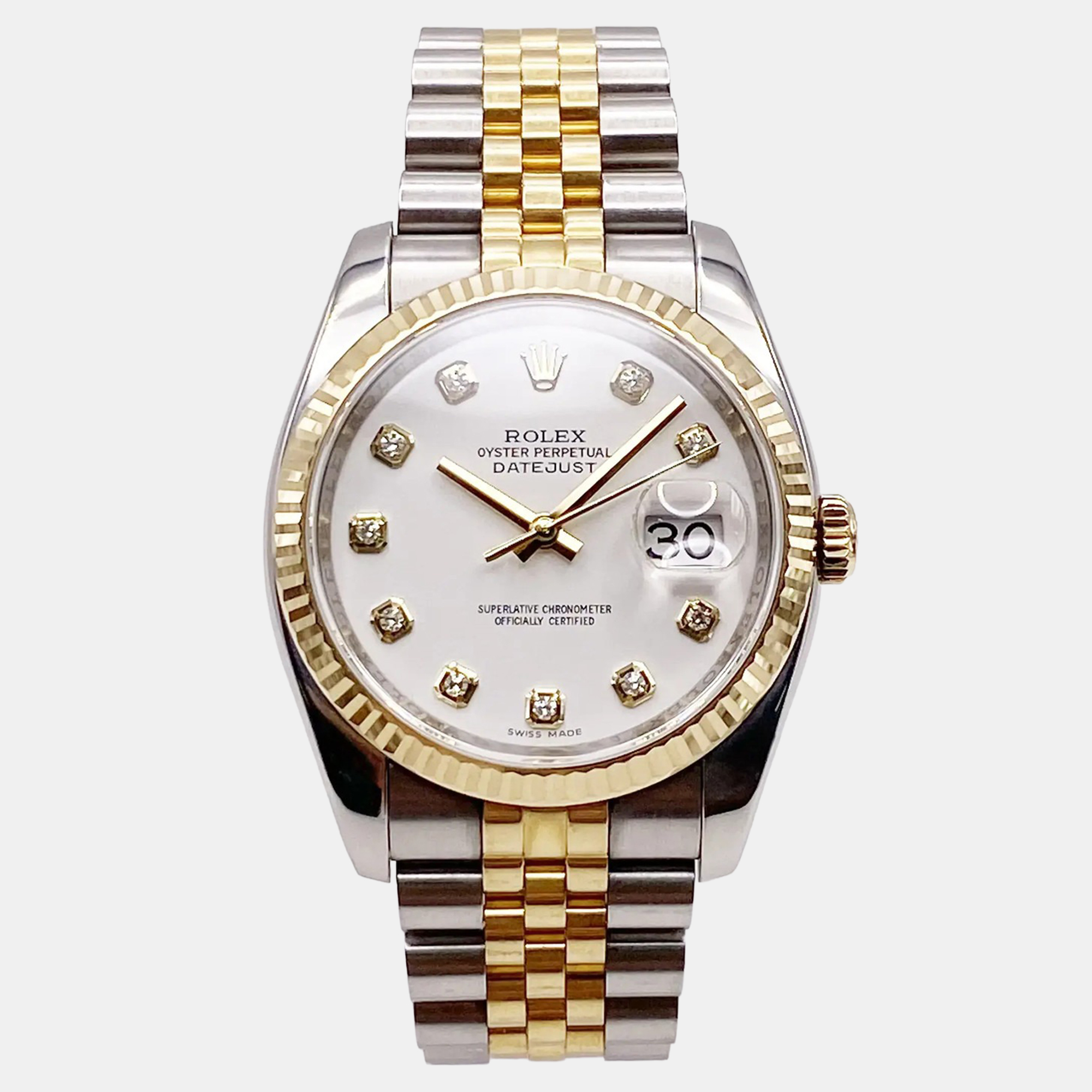 

Rolex Datejust 116233 Automatic White Diamond Dial 18K Yellow Gold Stainless Steel Men's Wristwatch 36 mm