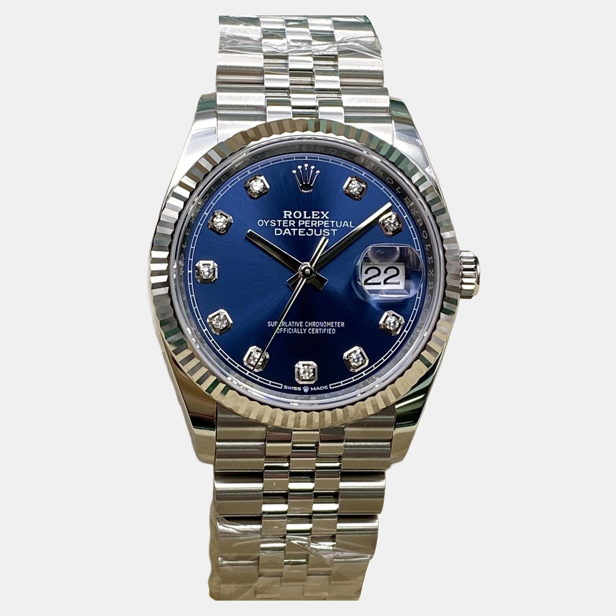 

Rolex Datejust 126234 Automatic Blue Diamond Dial Stainless Steel Men's Wristwatch 36 mm