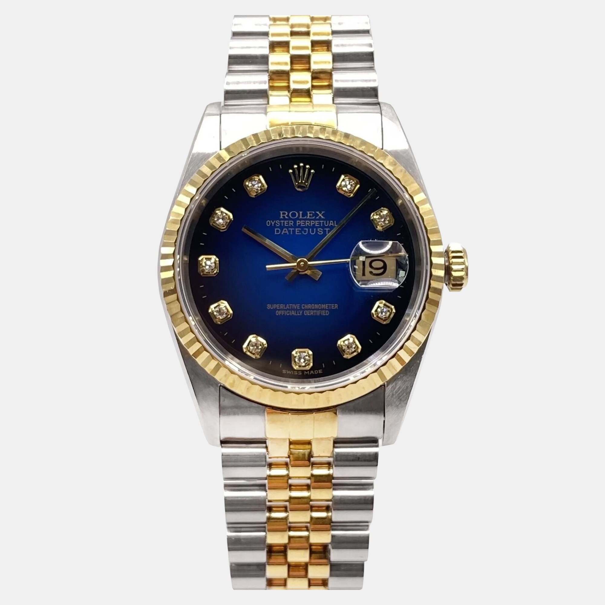 

Rolex Datejust 16233 Automatic Blue Vignette Dial 18K Yellow Gold Stainless Steel Men's Wristwatch 36 mm