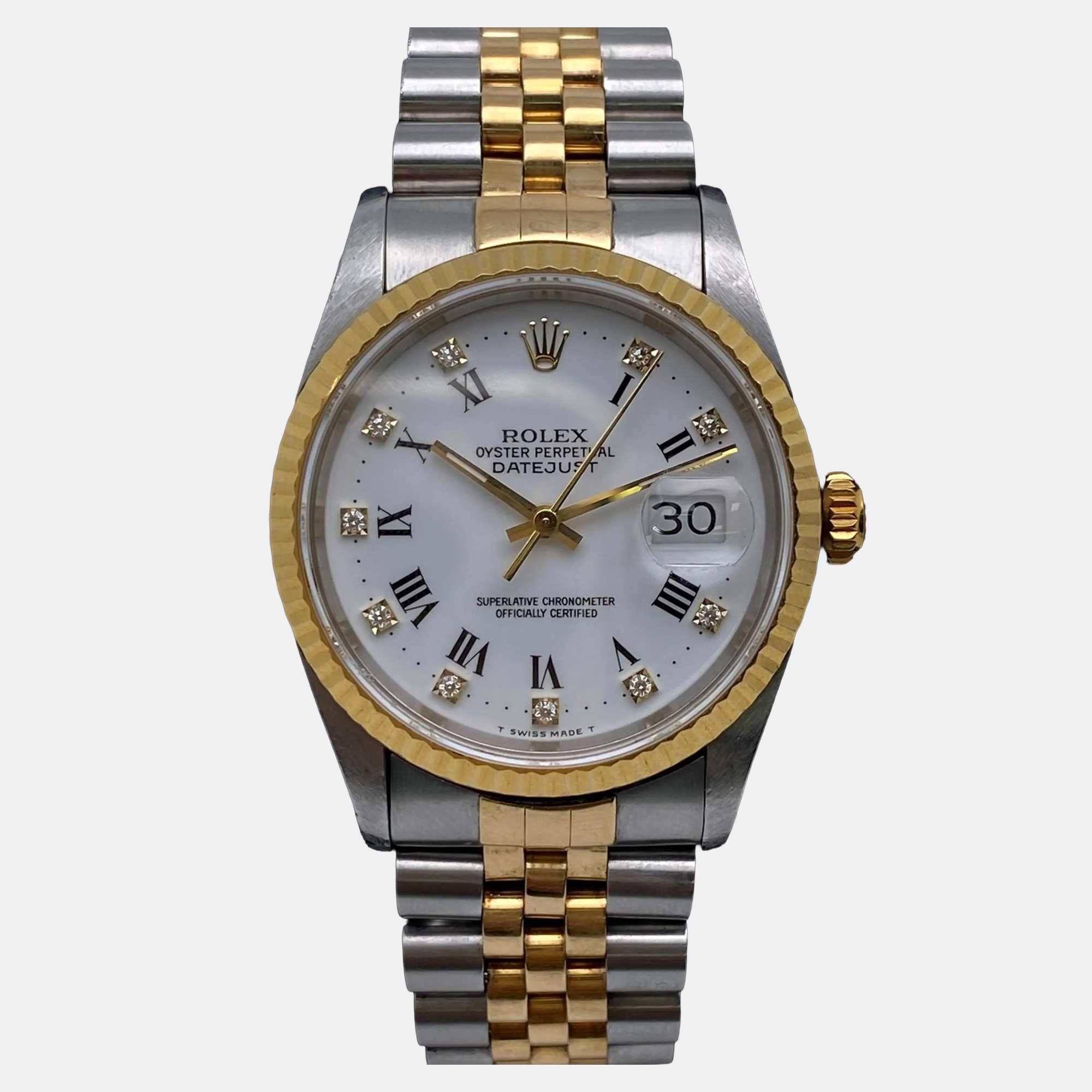 

Rolex Datejust 16233 Automatic White Roman Diamond Dial Stainless Steel Men's Wristwatch 36 mm