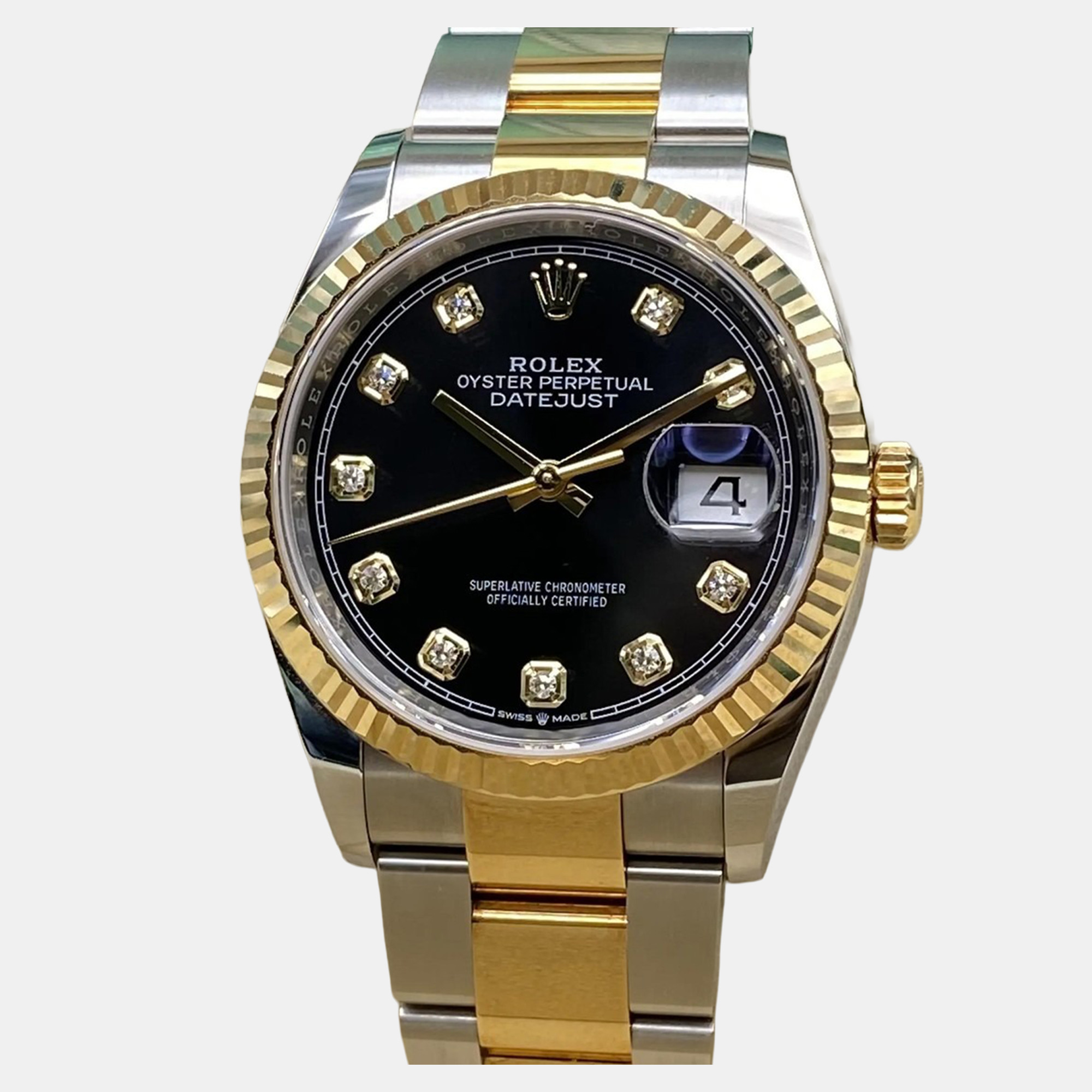

Rolex Datejust 126233 Automatic Black Diamond Dial 18K Yellow Gold Stainless Steel Men's Wristwatch 36 mm
