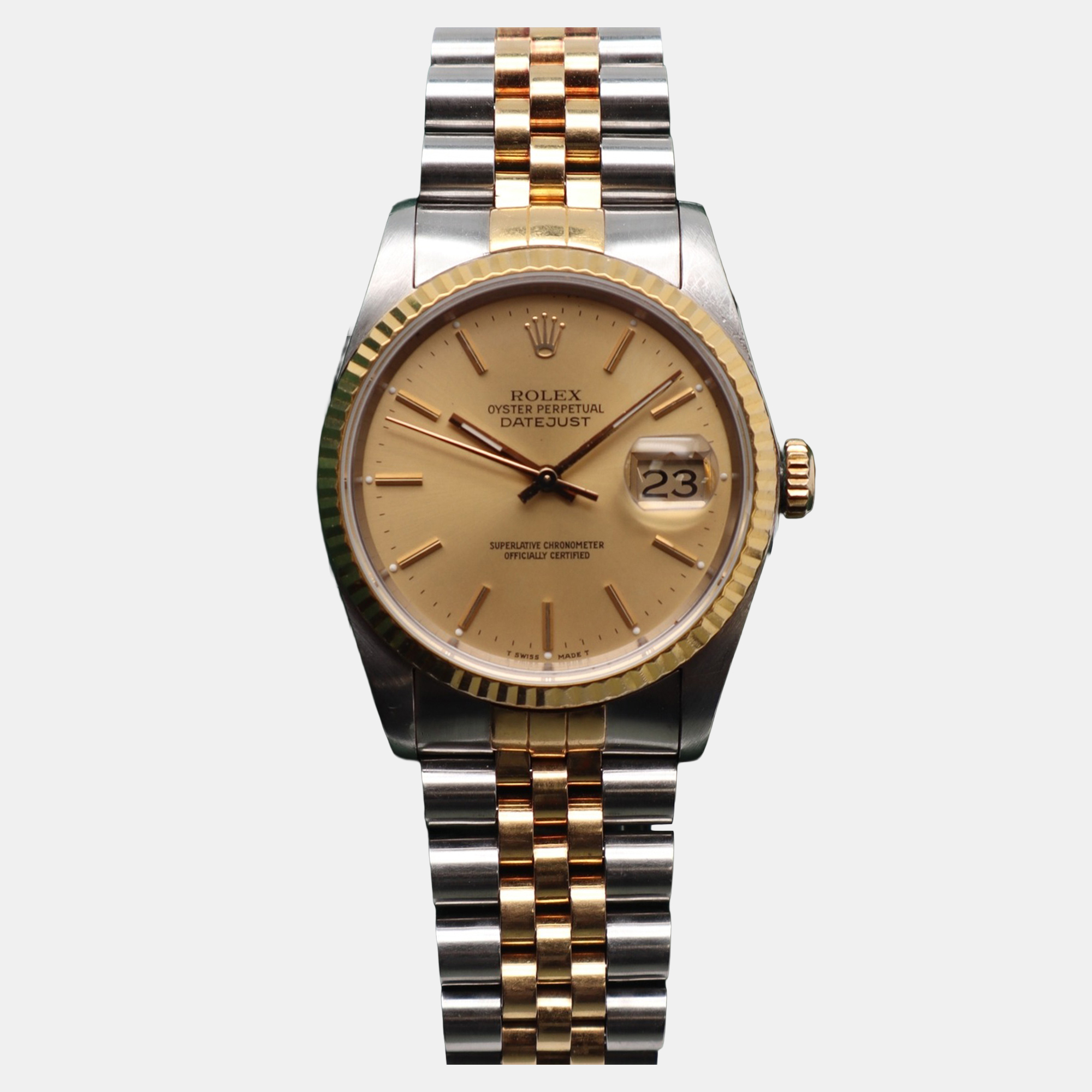 

Rolex Datejust 16233 Automatic Champagne Dial 18K Yellow Gold Stainless Steel Men's Wristwatch 36 mm