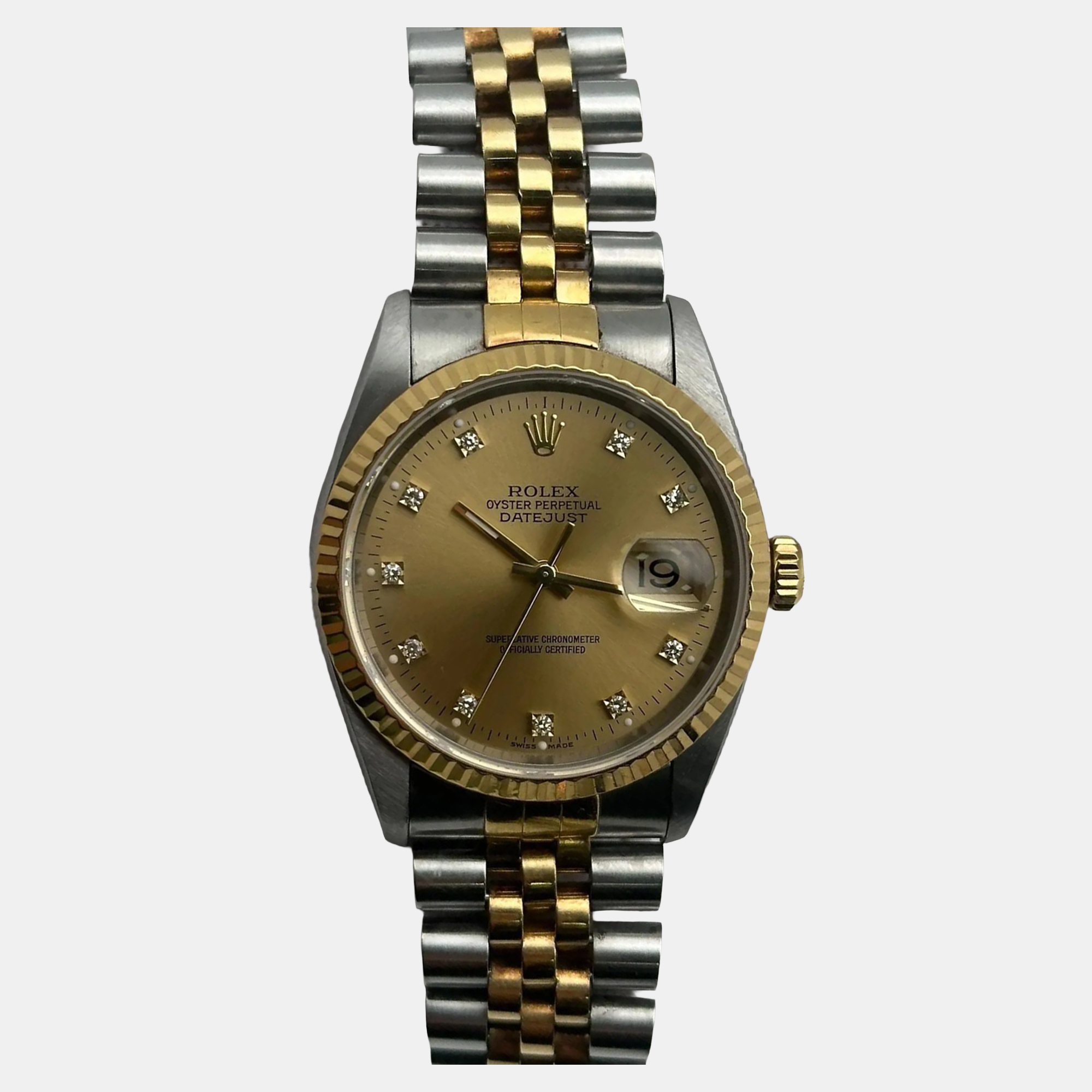 

Rolex Datejust 16233 Automatic Champagne Diamond Dial 18K Yellow Gold Stainless Steel Men's Wristwatch 36 mm