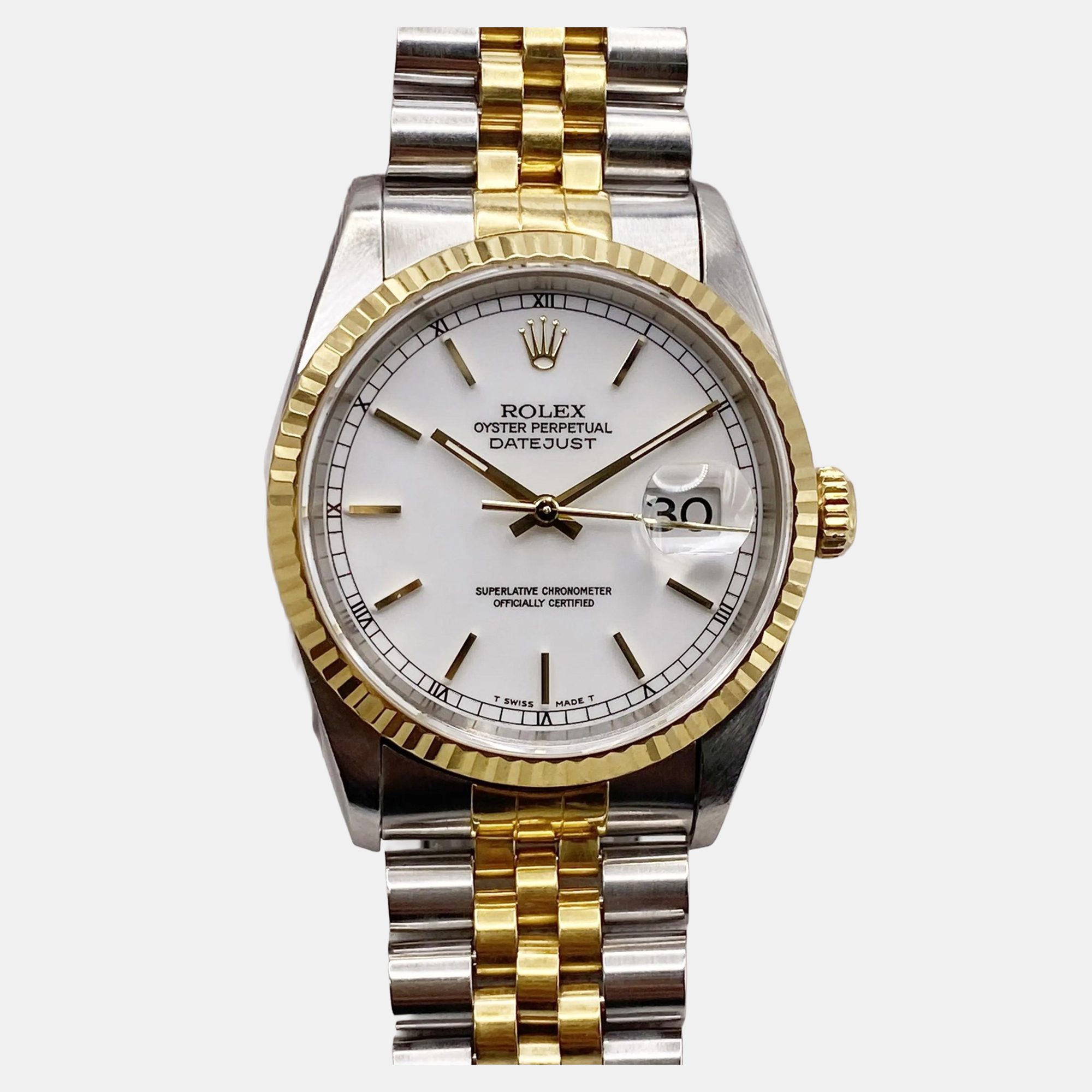 

Rolex Datejust 16233 Automatic White Dial 18K Yellow Gold Stainless Steel Men's Wristwatch 36 mm