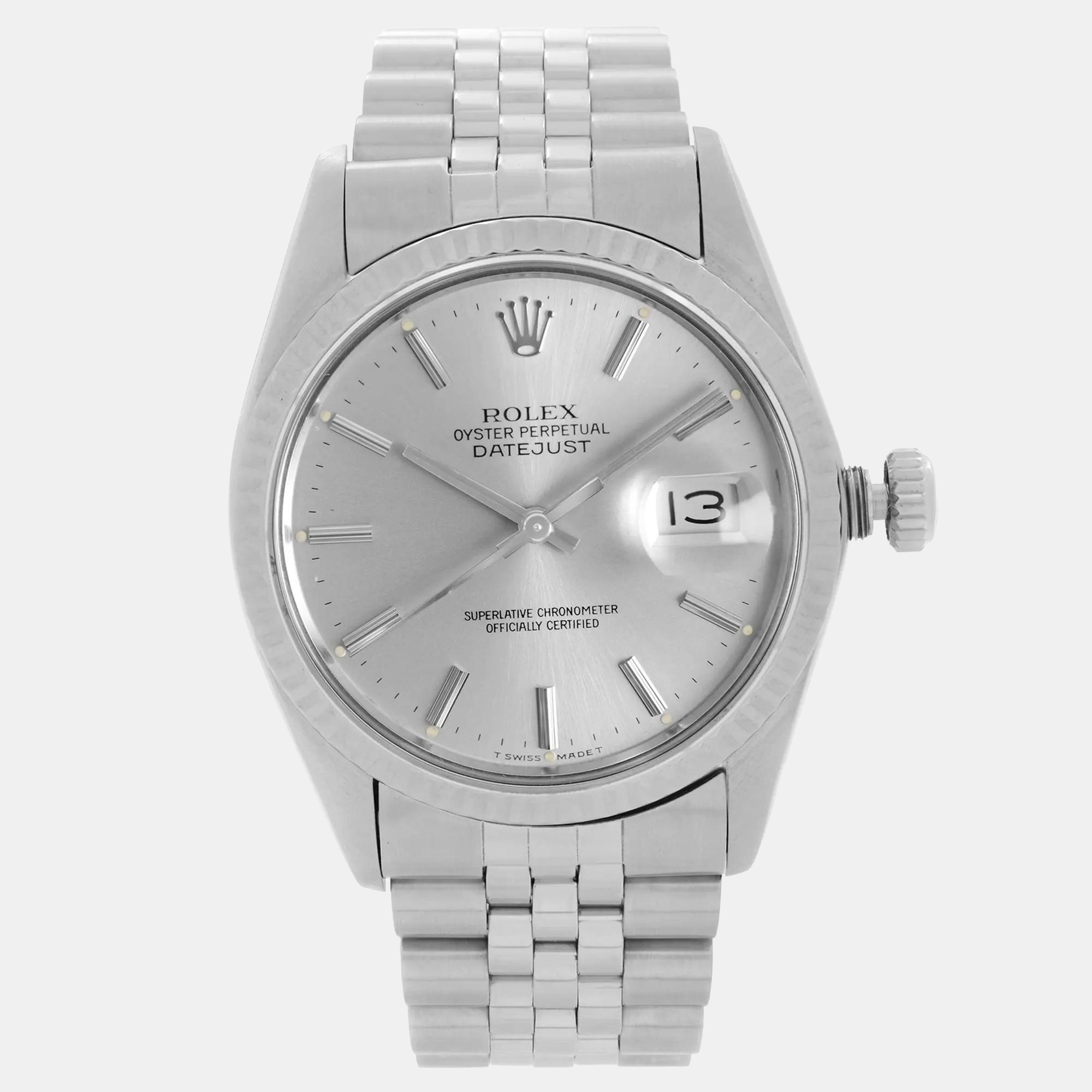 

Rolex Datejust 16014 Automatic Silver Dial Stainless Steel 18K White Gold Men's Wristwatch 36 mm