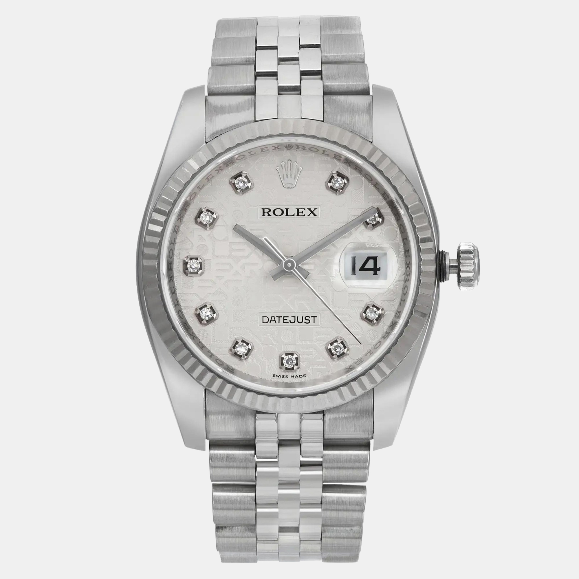 

Rolex Datejust 116234 Automatic Silver Diamond Dial Stainless Steel Men's Wristwatch 36 mm