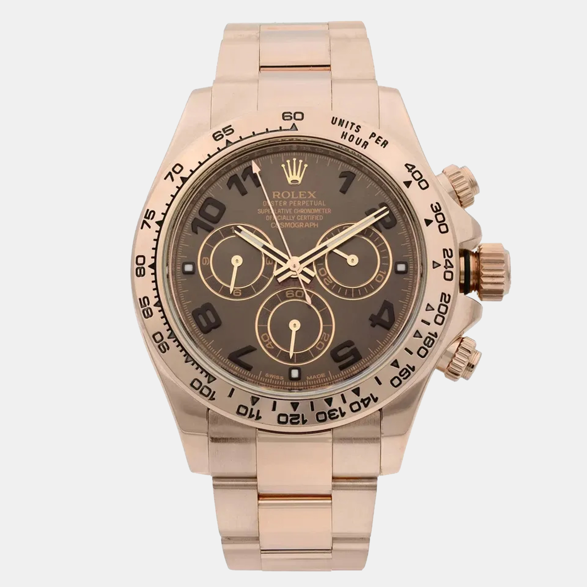 

Rolex Cosmograph Daytona 116505 Automatic Chronograph Brown Dial 18k Rose Gold Men's Wristwatch 40 mm