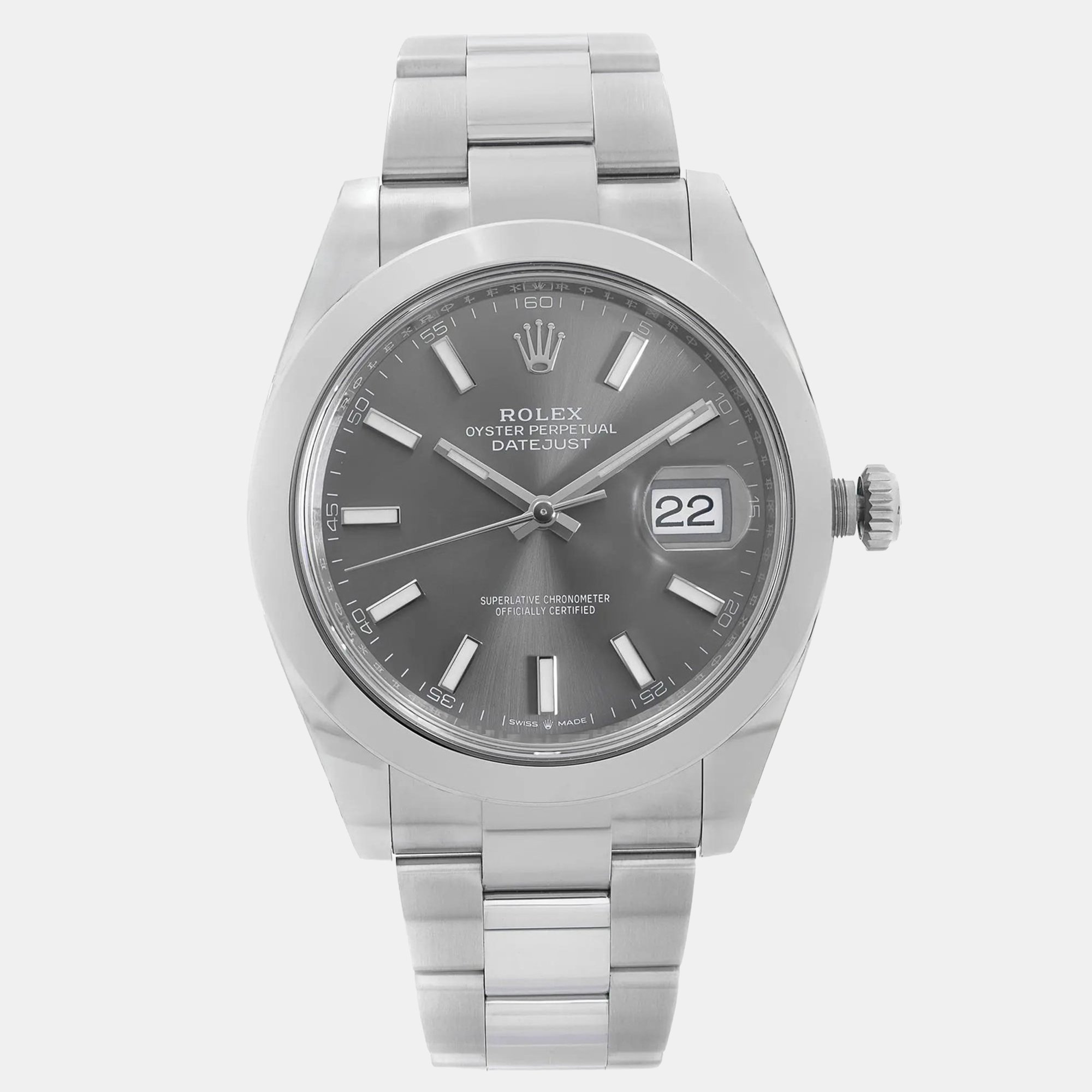 

Rolex Datejust 126300 Automatic Rhodium Dial Stainless Steel Men's Wristwatch 41 mm, Grey