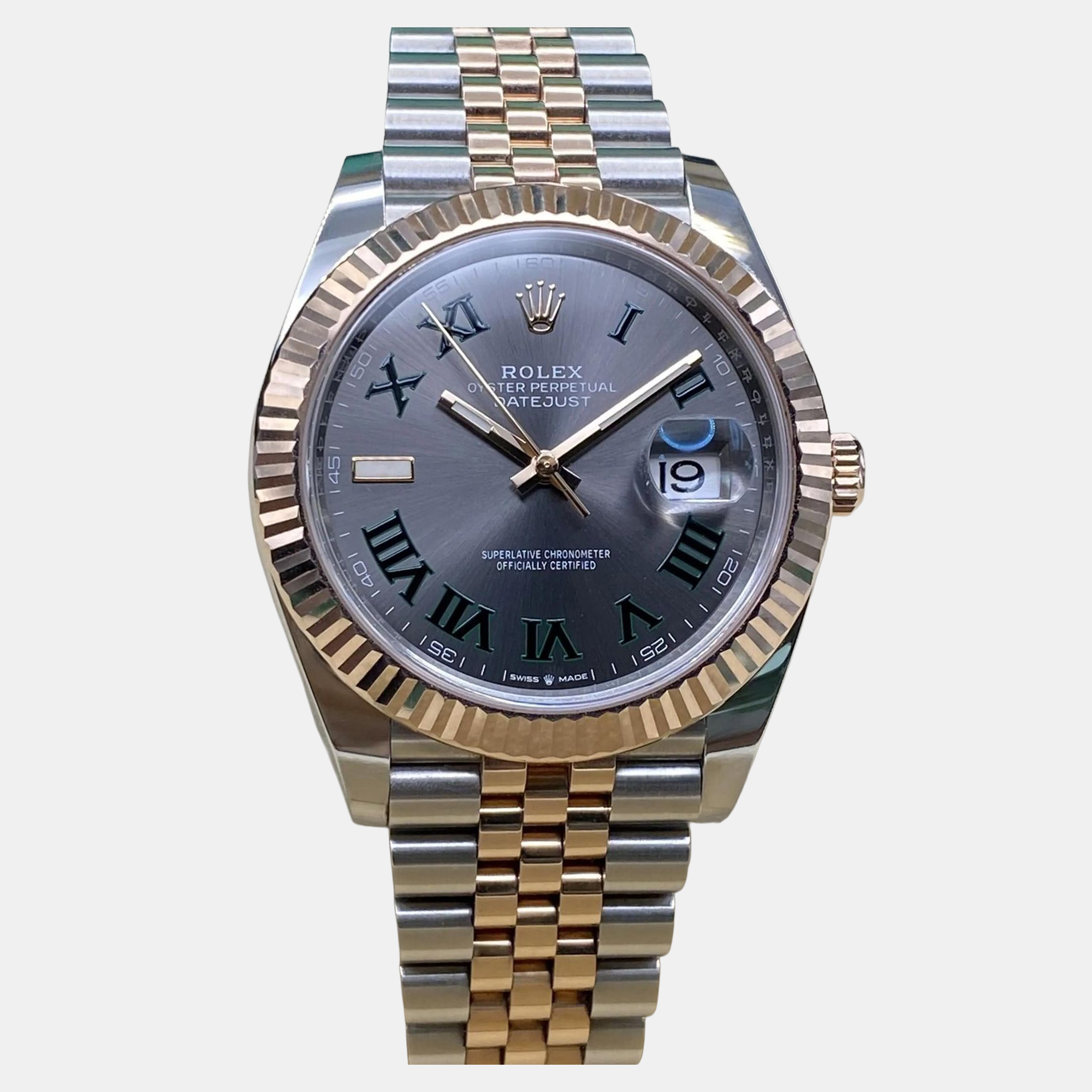 

Rolex Datejust 126331 Automatic Wimbledon Dial 18k Everose Gold Stainless Steel Men's Wristwatch 41 mm, Grey