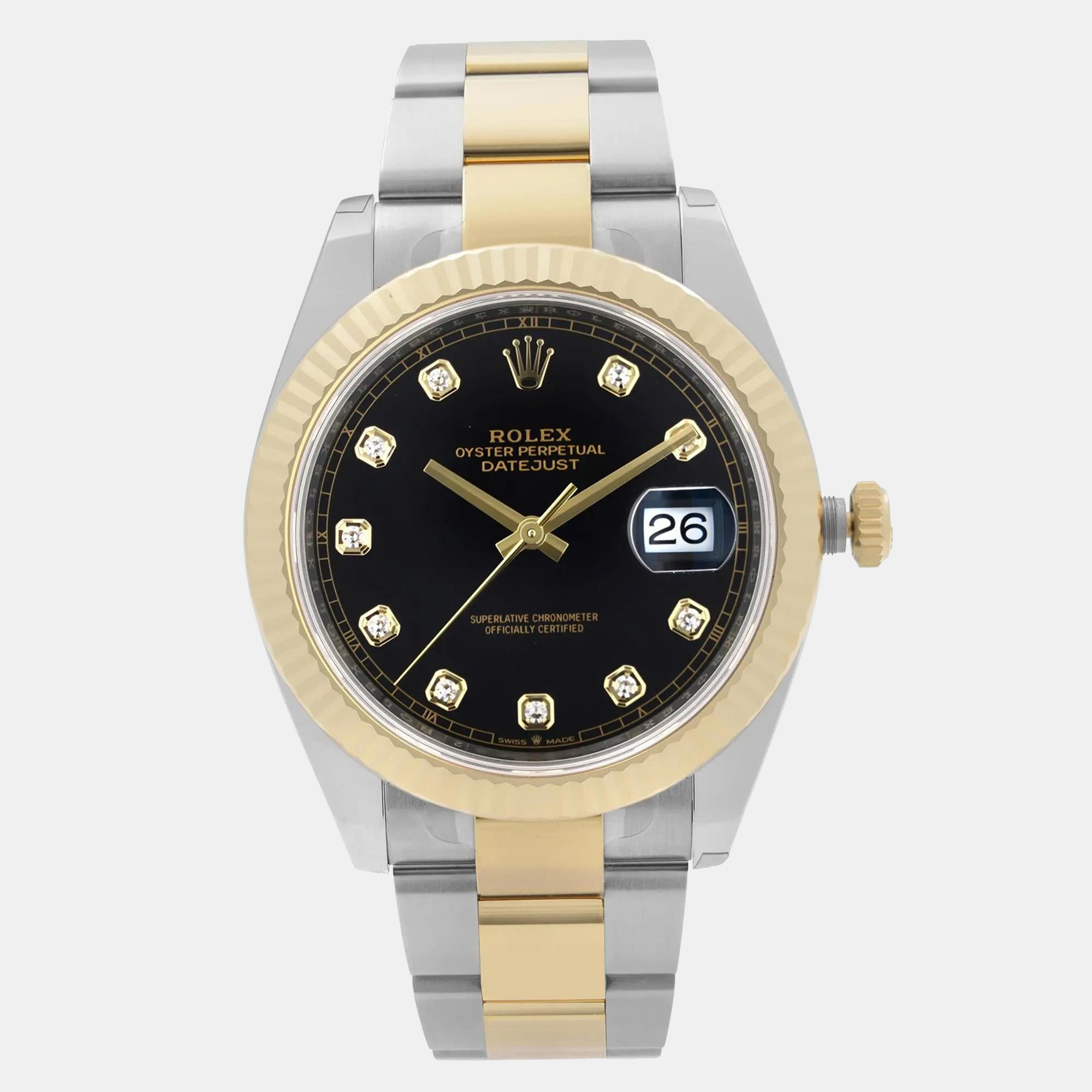 

Rolex Datejust 126333 Automatic Black Diamond Dial Stainless Steel 18k Yellow Gold Men's Wristwatch 41 mm