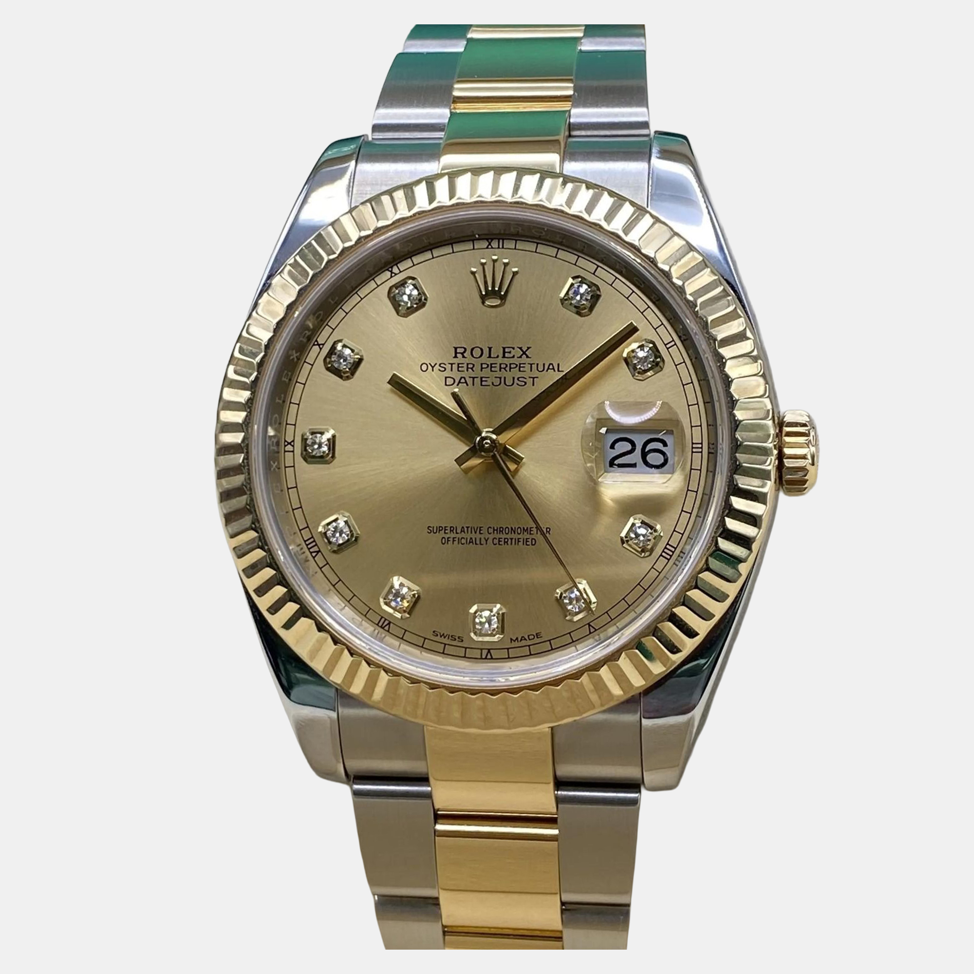 

Rolex Datejust 126333 Automatic Champagne Diamond Dial Stainless Steel 18k Yellow Gold Men's Wristwatch