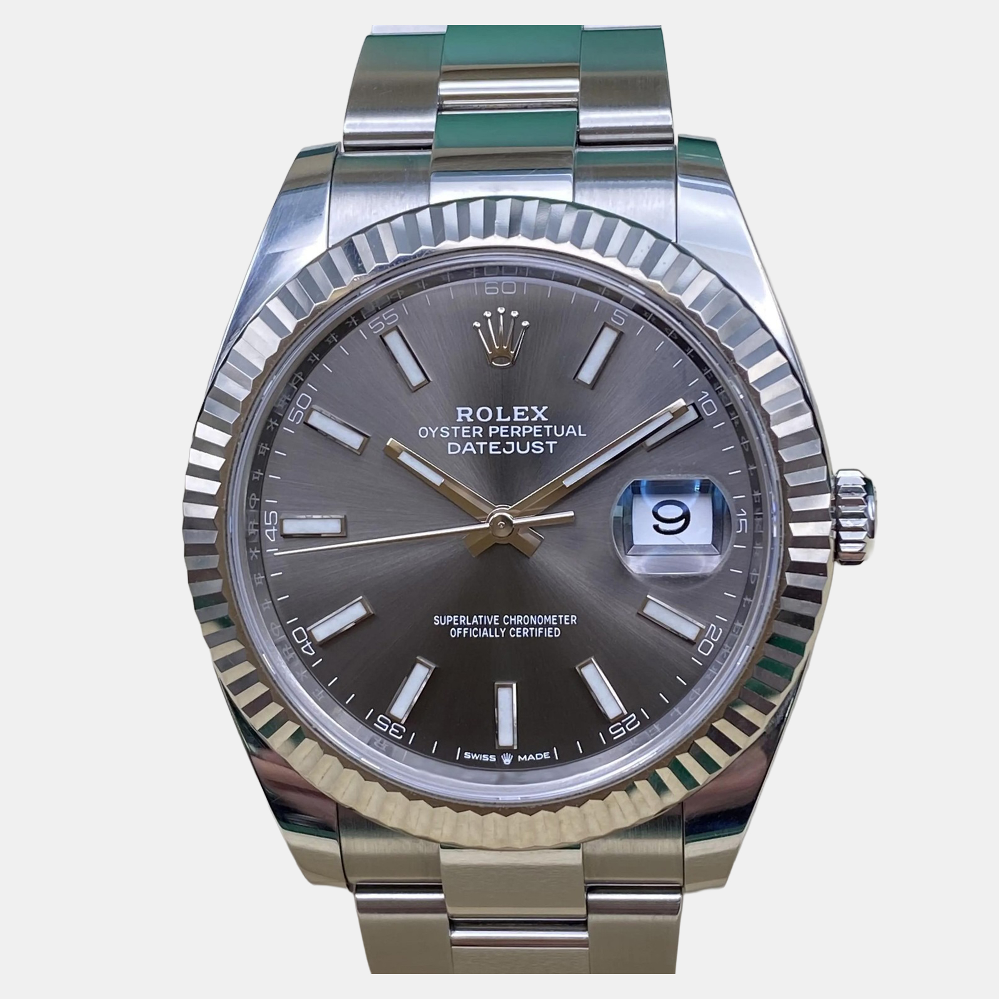 

Rolex Datejust 126334 Automatic Rhodium Dial Stainless Steel 18k White Gold Men's Wristwatch, Grey