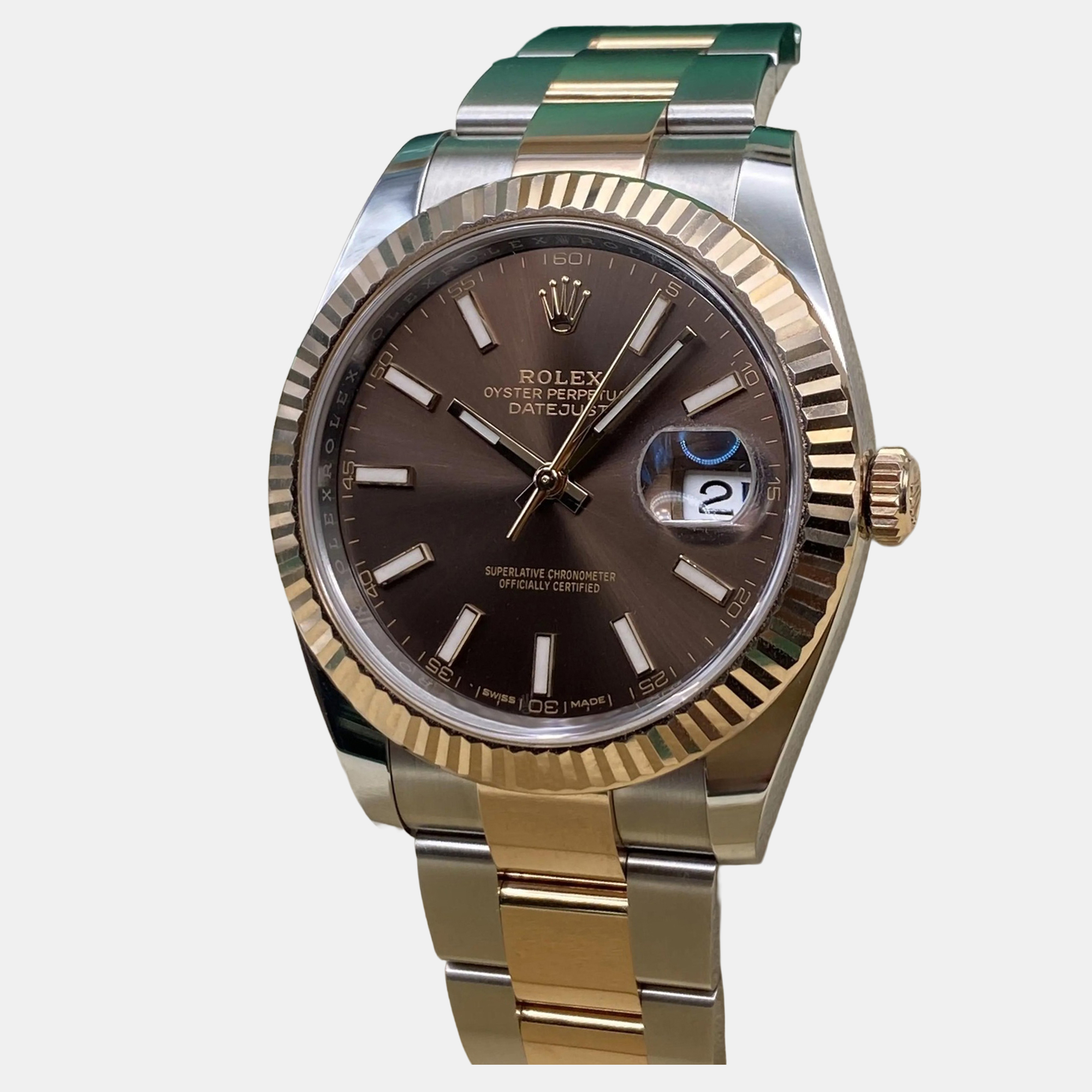 

Rolex Datejust 41 126331 Automatic Brown Dial Stainless Steel 18k Rose Gold Men's Wristwatch