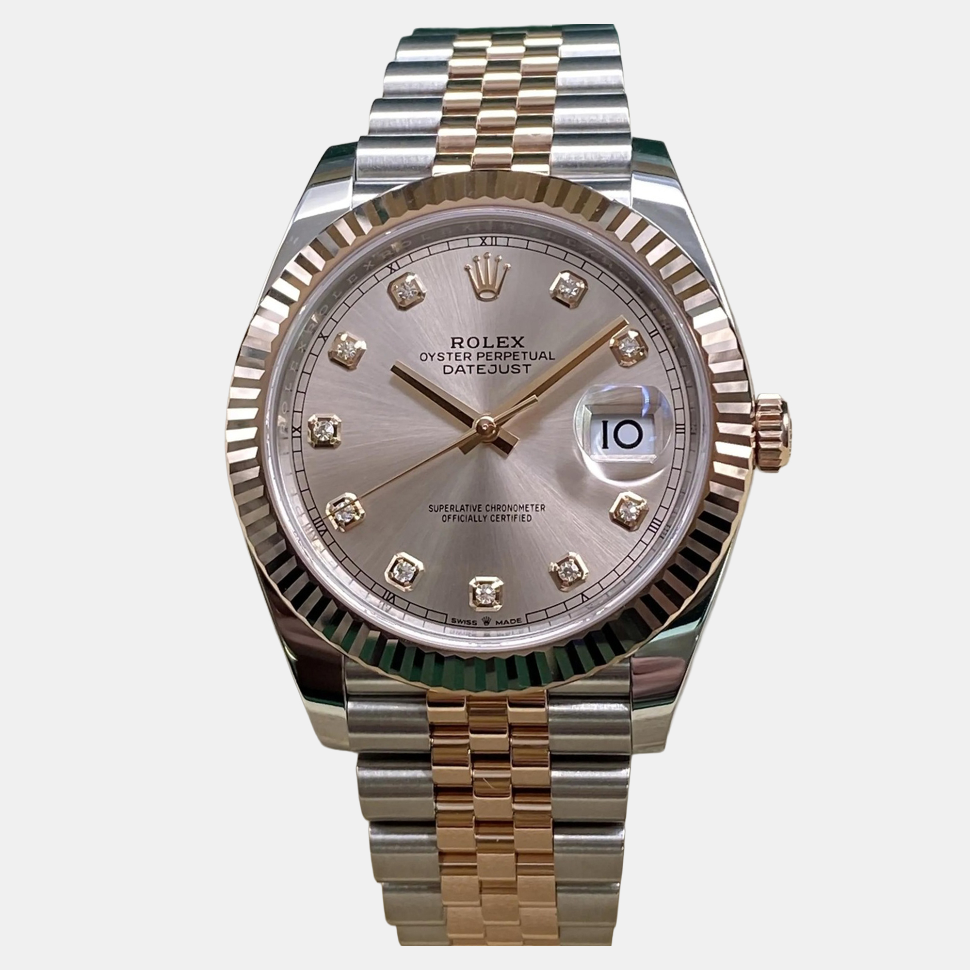 

Rolex Datejust 41 126331 Automatic Sundust Dial Stainless Steel 18k Everose Gold Men's Wristwatch, Brown