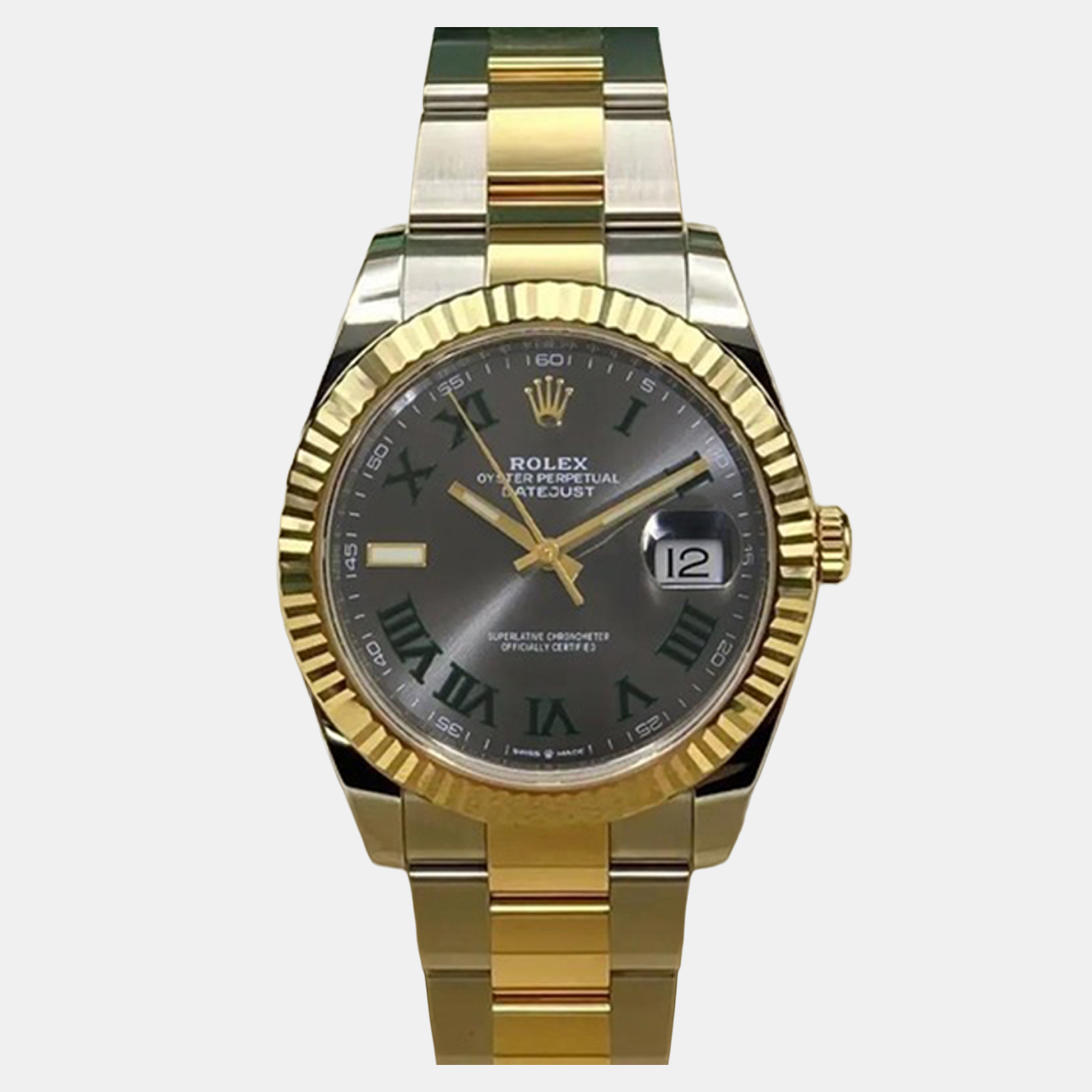 

Rolex Datejust 41 126333 Automatic Wimbledon Slate Dial Stainless Steel Yellow Gold Men's Wristwatch, Grey