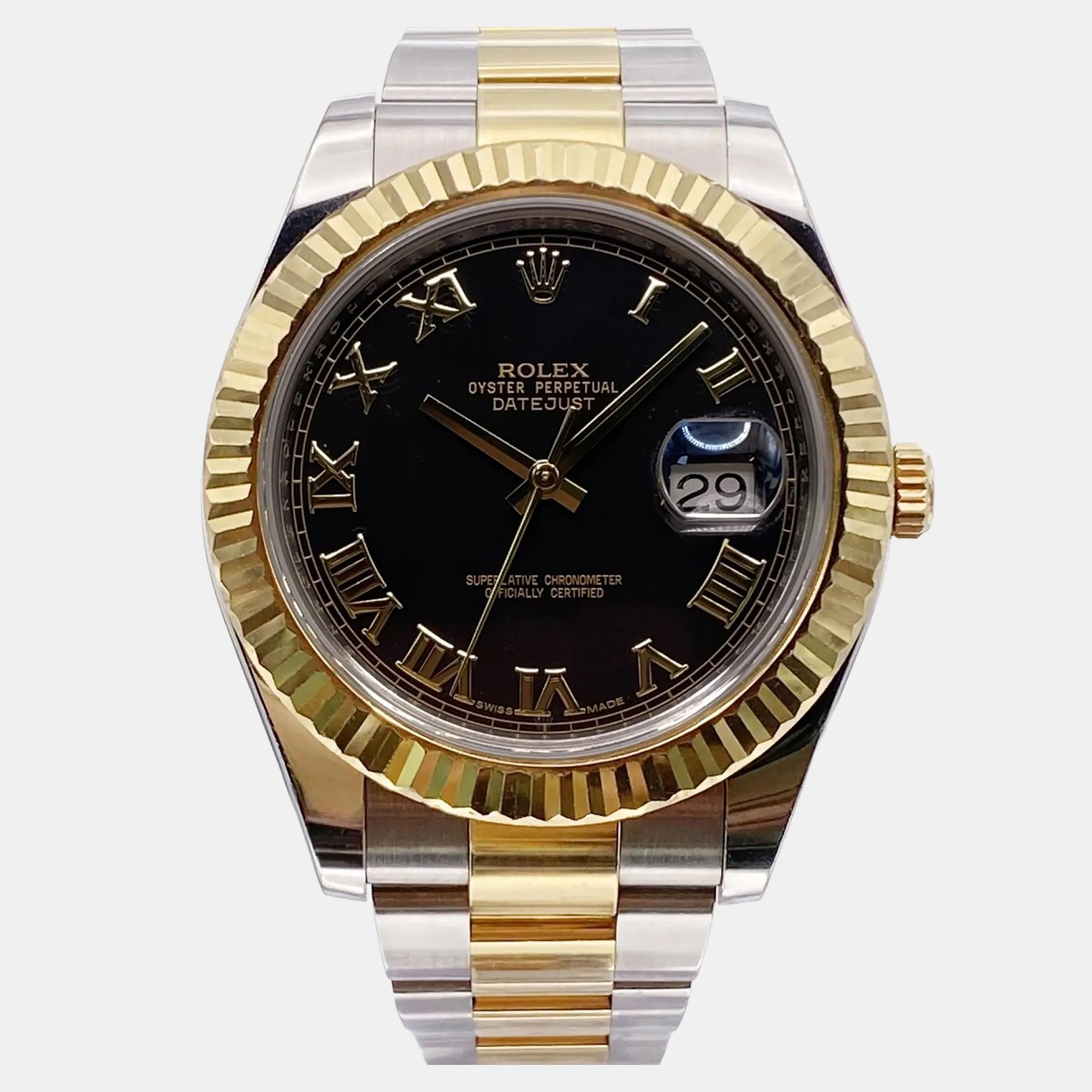 

Rolex Datejust II 116333 Automatic Black Dial Stainless Steel 18k Yellow Gold Men's Wristwatch