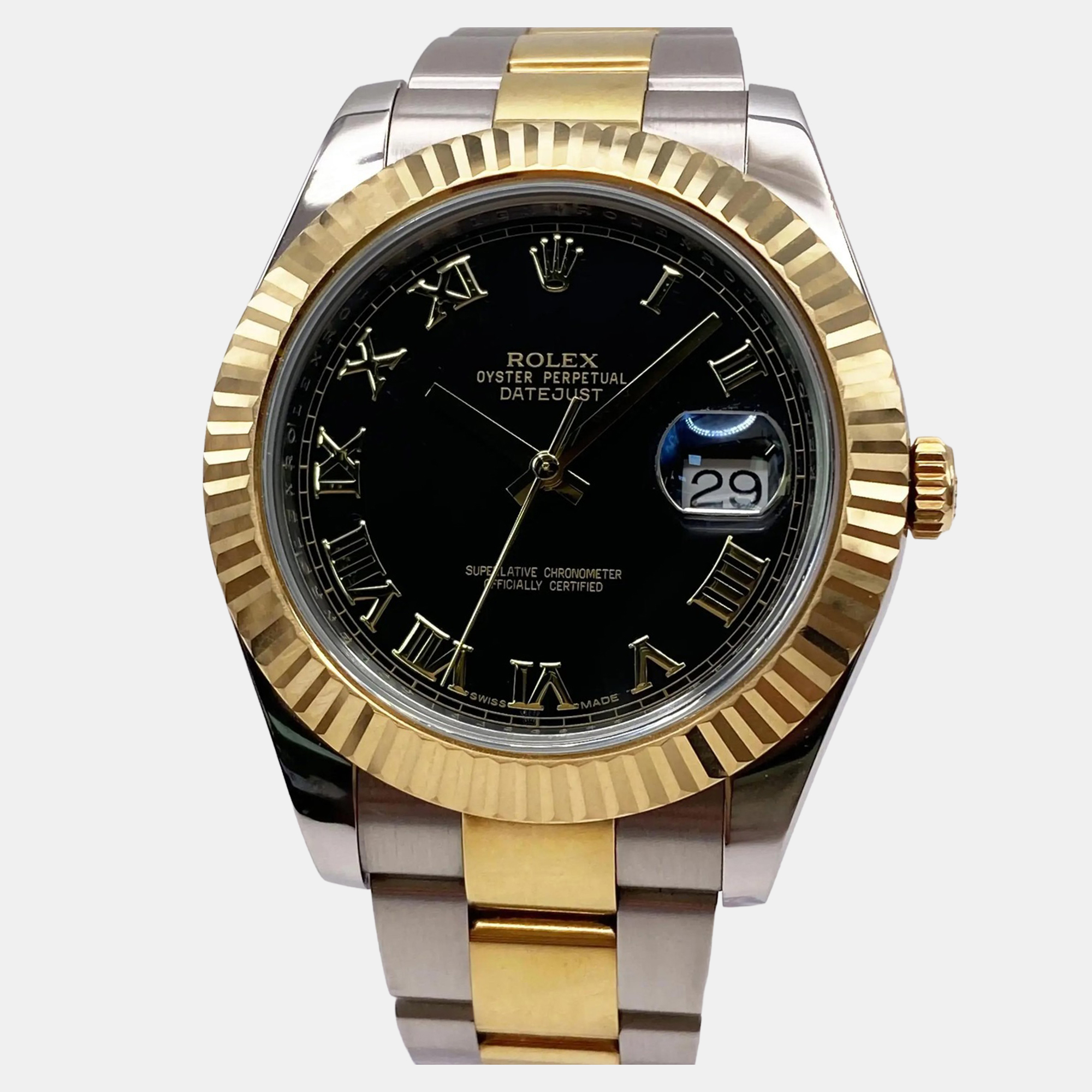 

Rolex Datejust II 116333 Automatic Black Dial Stainless Steel 18k Yellow Gold Men's Wristwatch