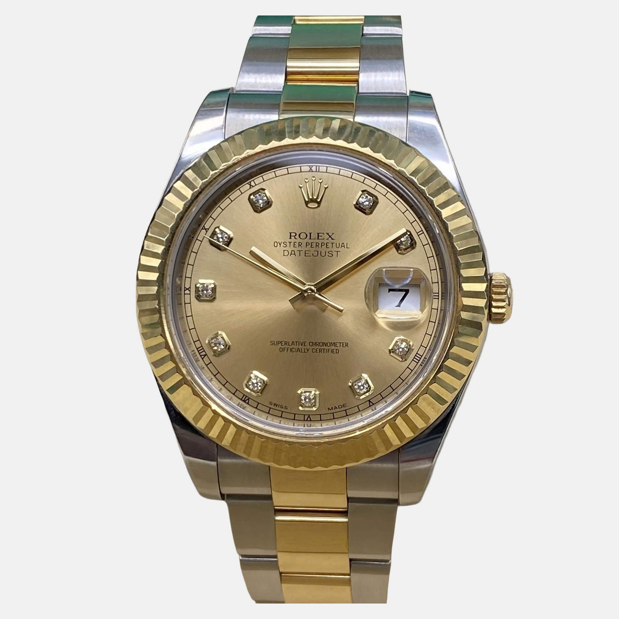 

Rolex Datejust II 116333 Automatic Champagne Diamond Dial Stainless Steel 18k Yellow Gold Men's Wristwatch