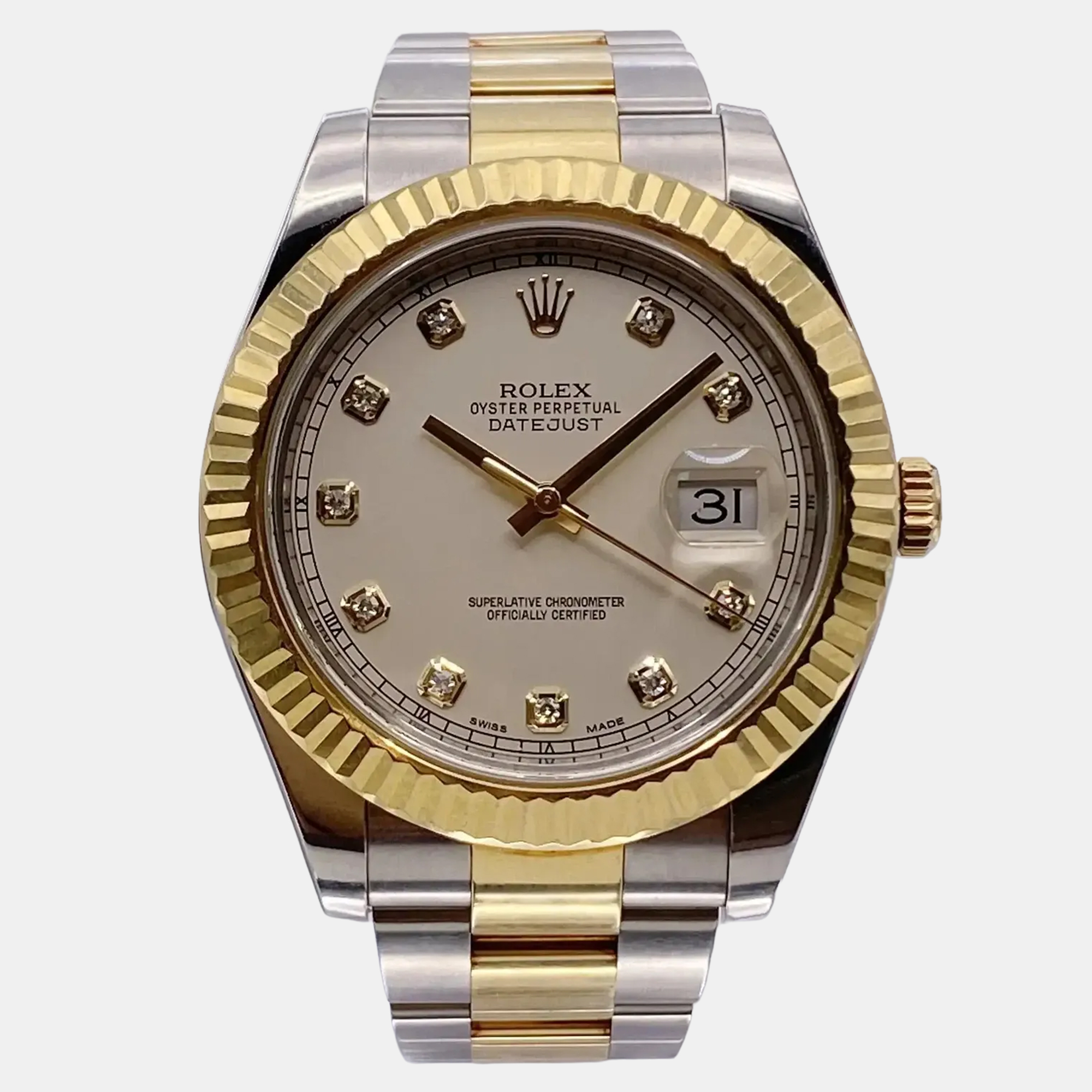 

Rolex Datejust II 116333 Automatic Cream Diamond Dial Stainless Steel 18k Yellow Gold Men's Wristwatch