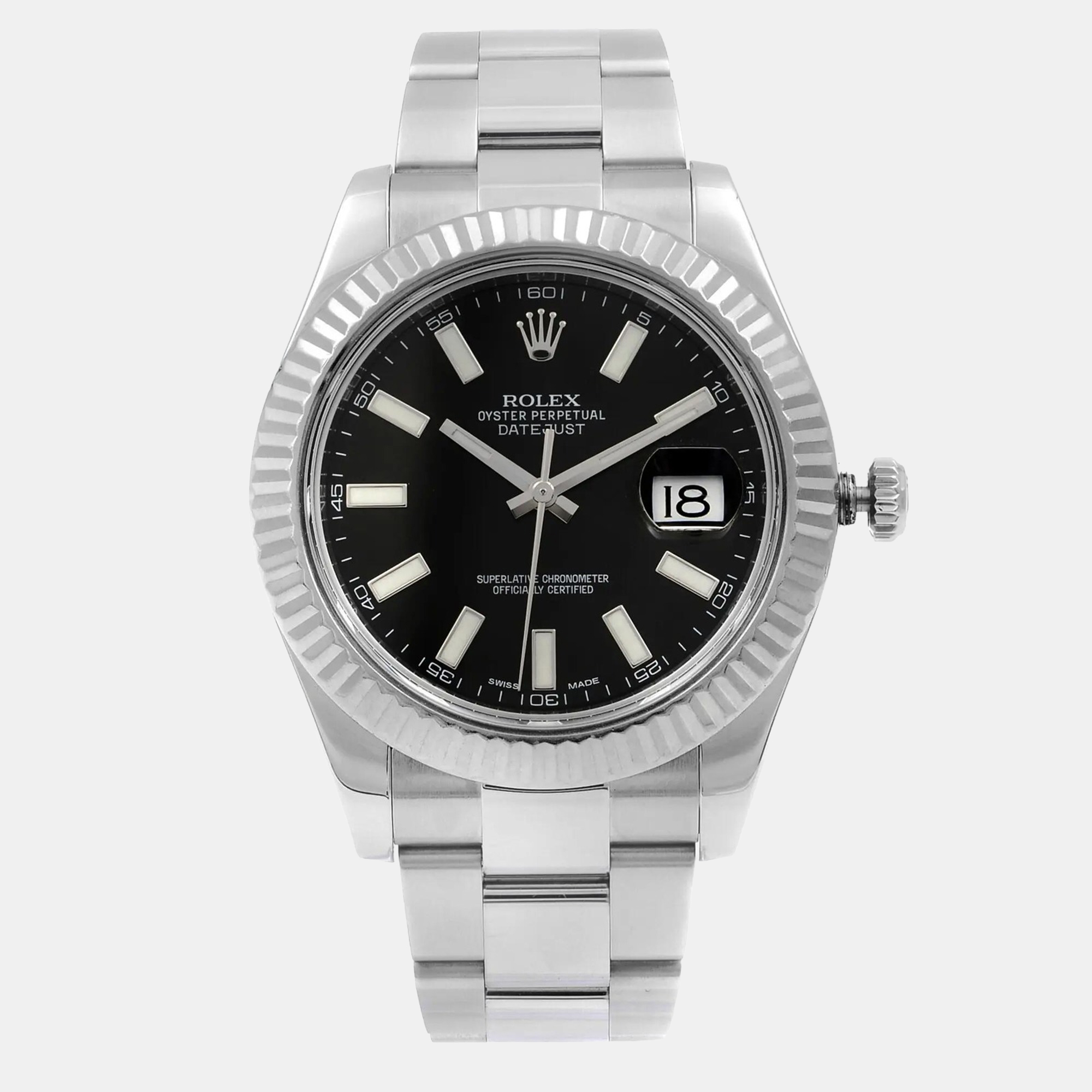 

Rolex Datejust II 116334 Automatic Black Dial 18k White Gold Stainless Steel Men's Wristwatch