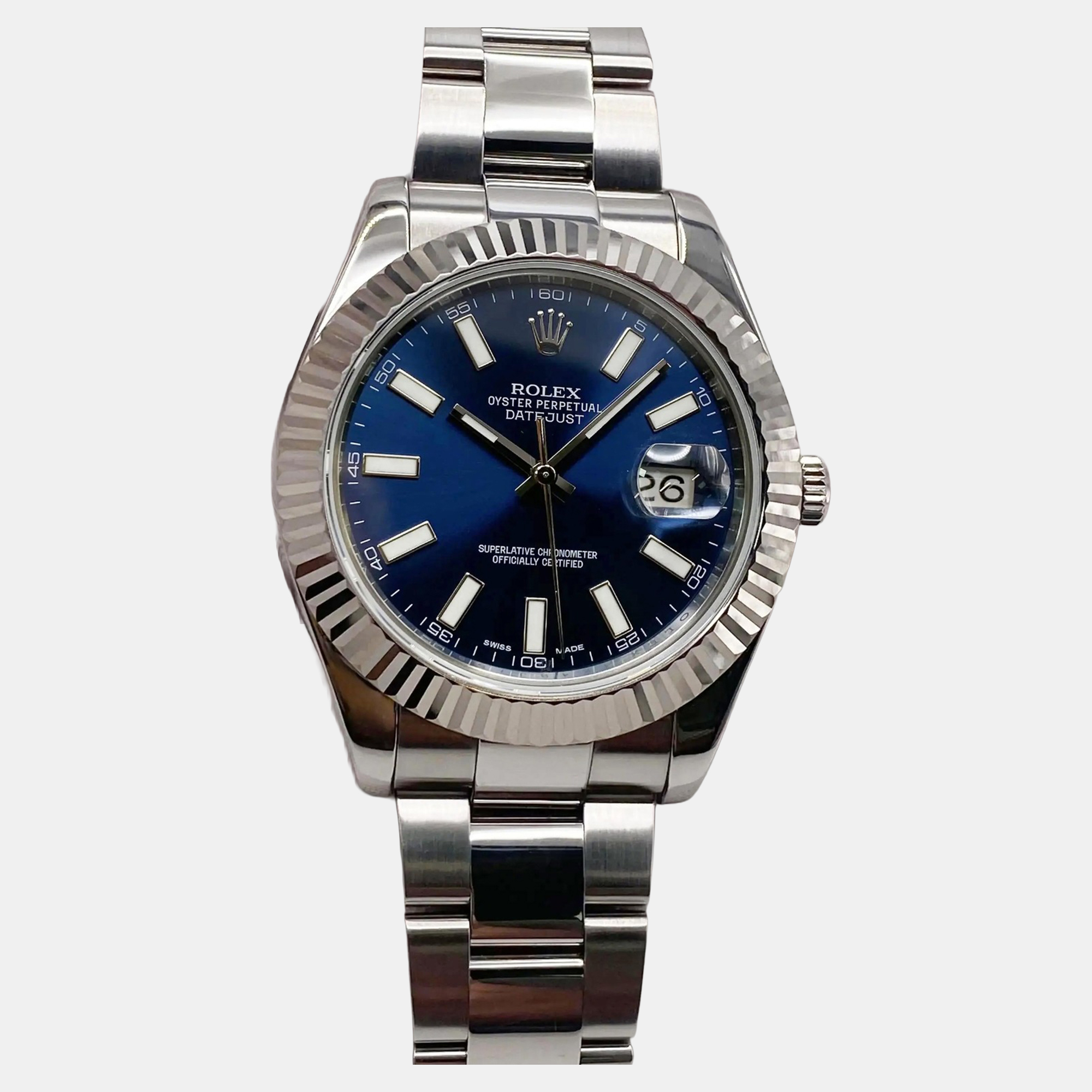 

Rolex Datejust II 116334 Automatic Blue Dial Stainless Steel 18k White Gold Men's Wristwatch
