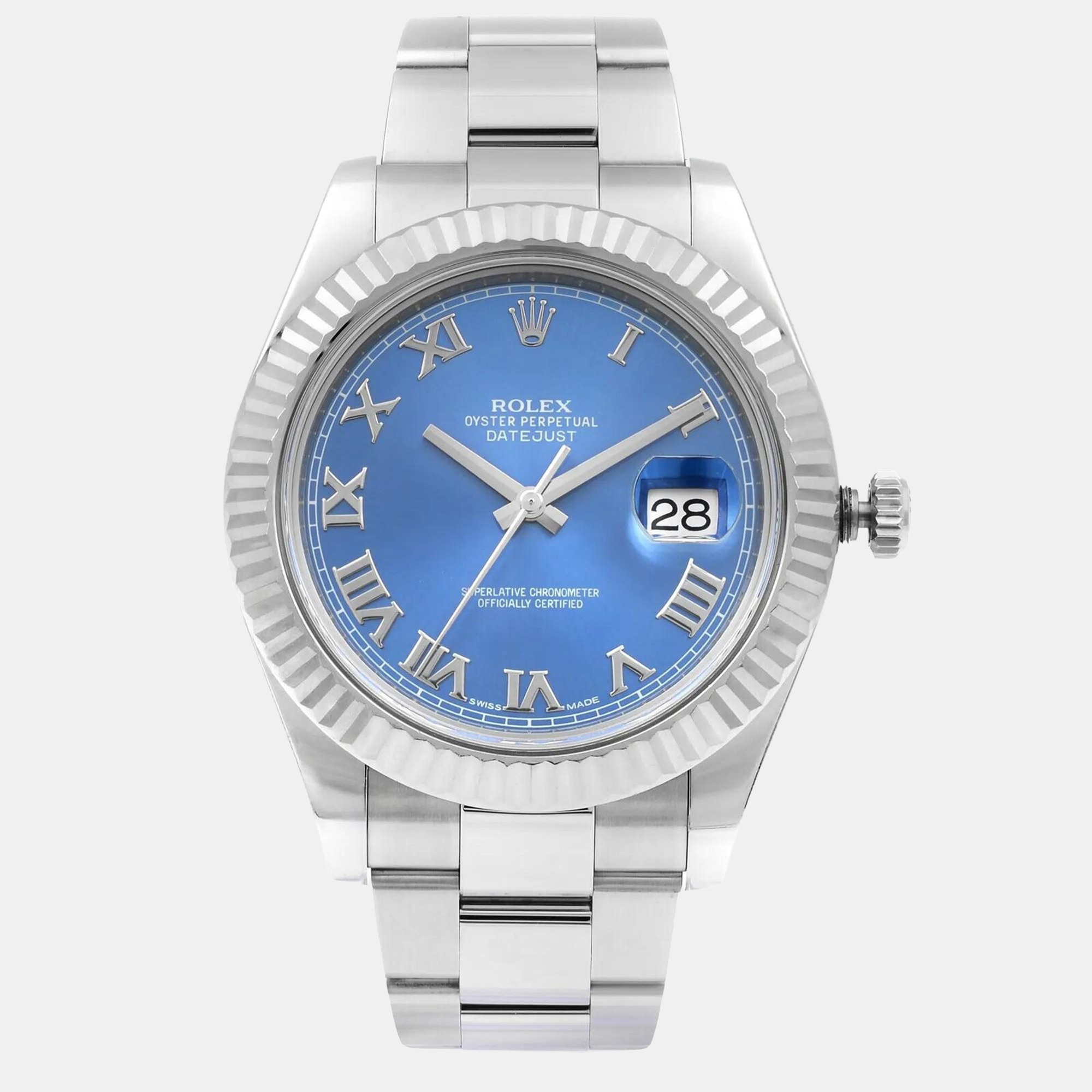 

Rolex Datejust II 116334 Automatic Blue Roman Dial Stainless Steel 18k White Gold Men's Wristwatch