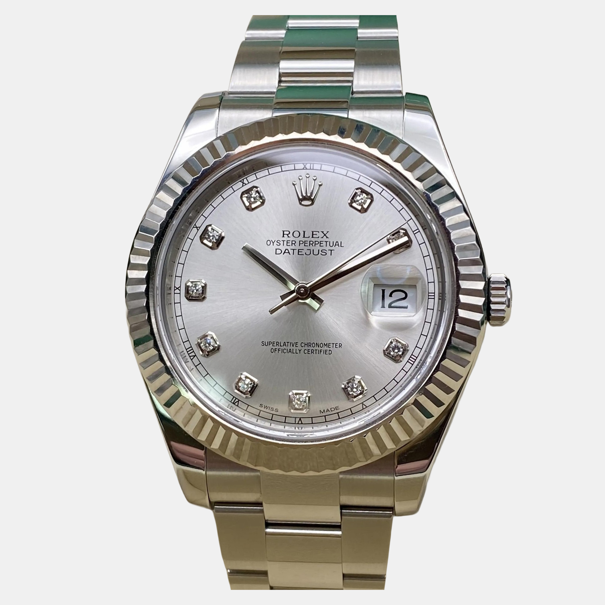 

Rolex Datejust II 116334 Automatic Silver Diamond Dial Stainless Steel Men's Wristwatch