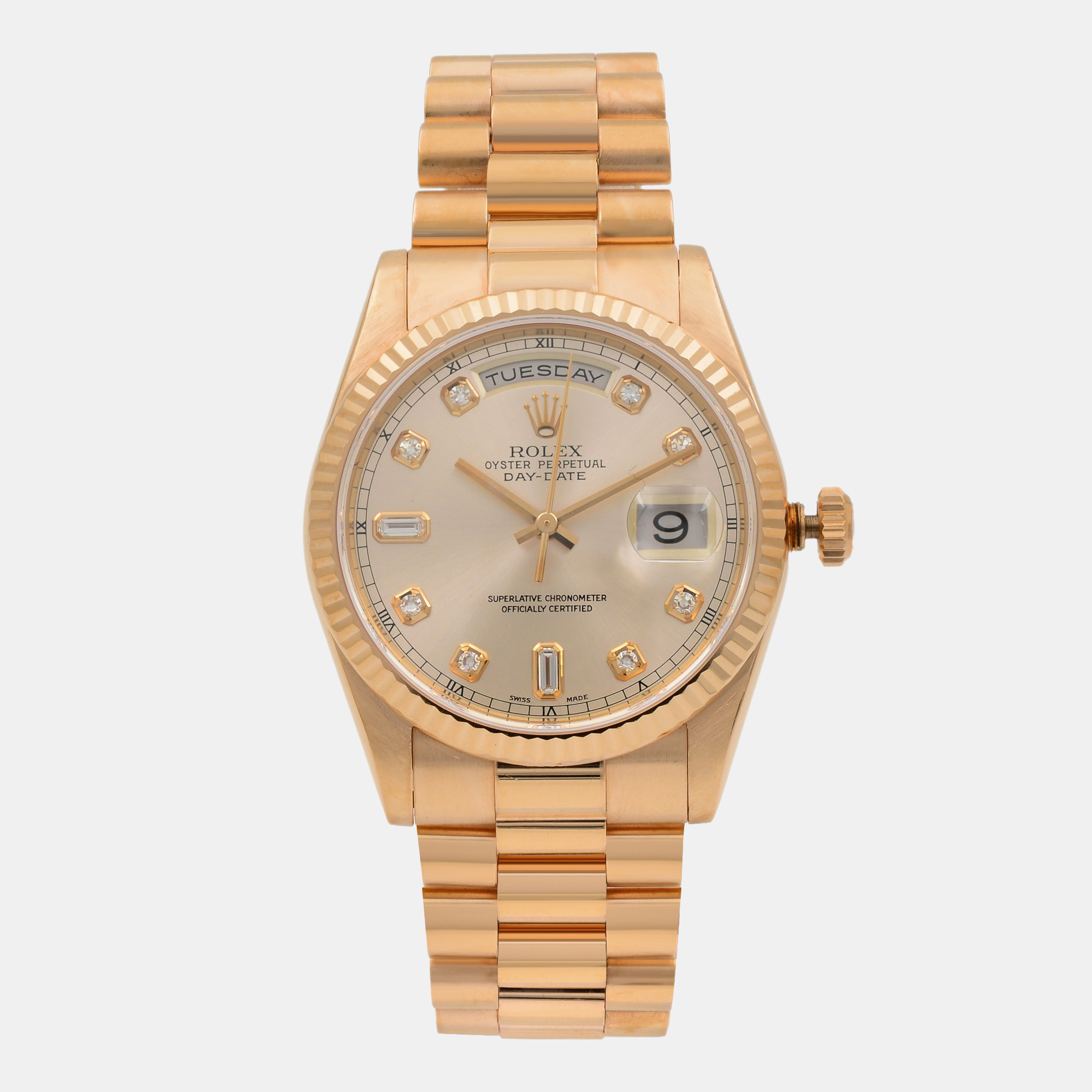 

Rolex Day-Date 118235 Automatic Diamond Dial 18K Rose Gold Wristwatch