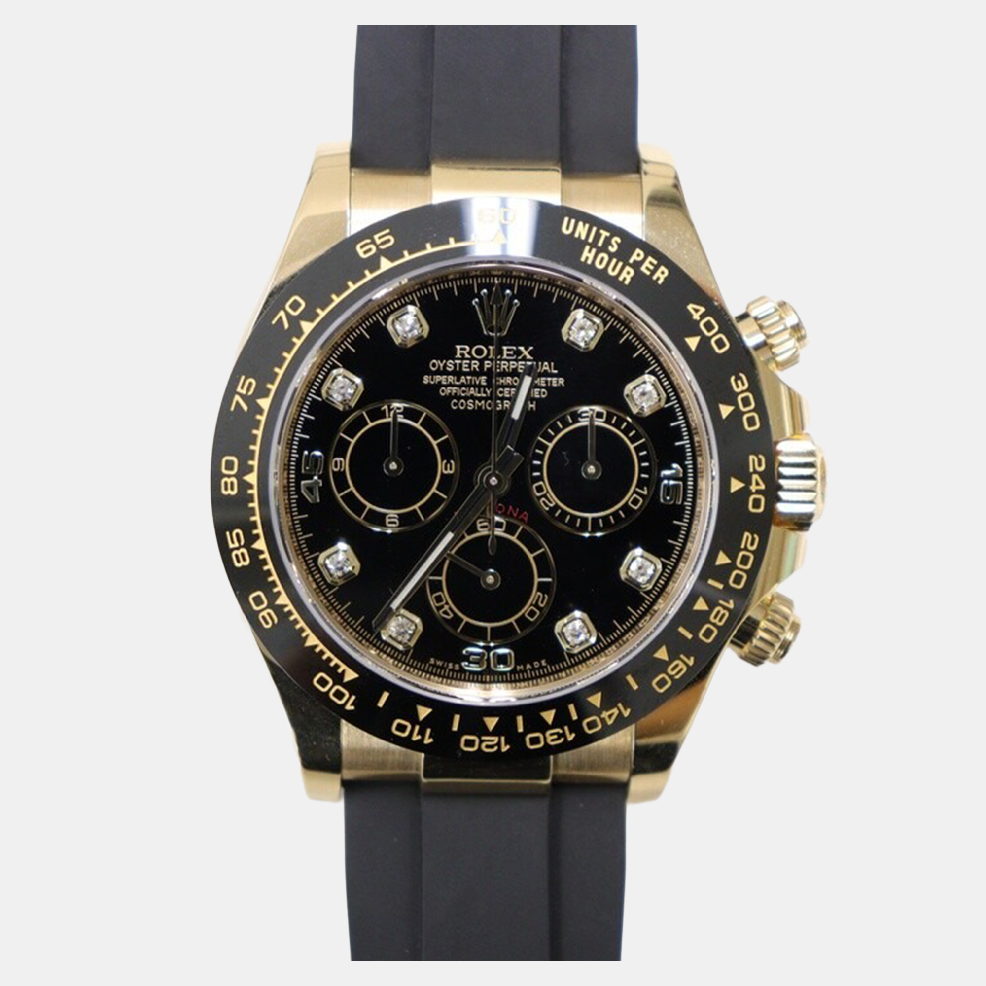 

Rolex Cosmograph Daytona 116518LN Automatic Chronograph Black Dial 18k Yellow Gold Diamond Men's Wristwatch