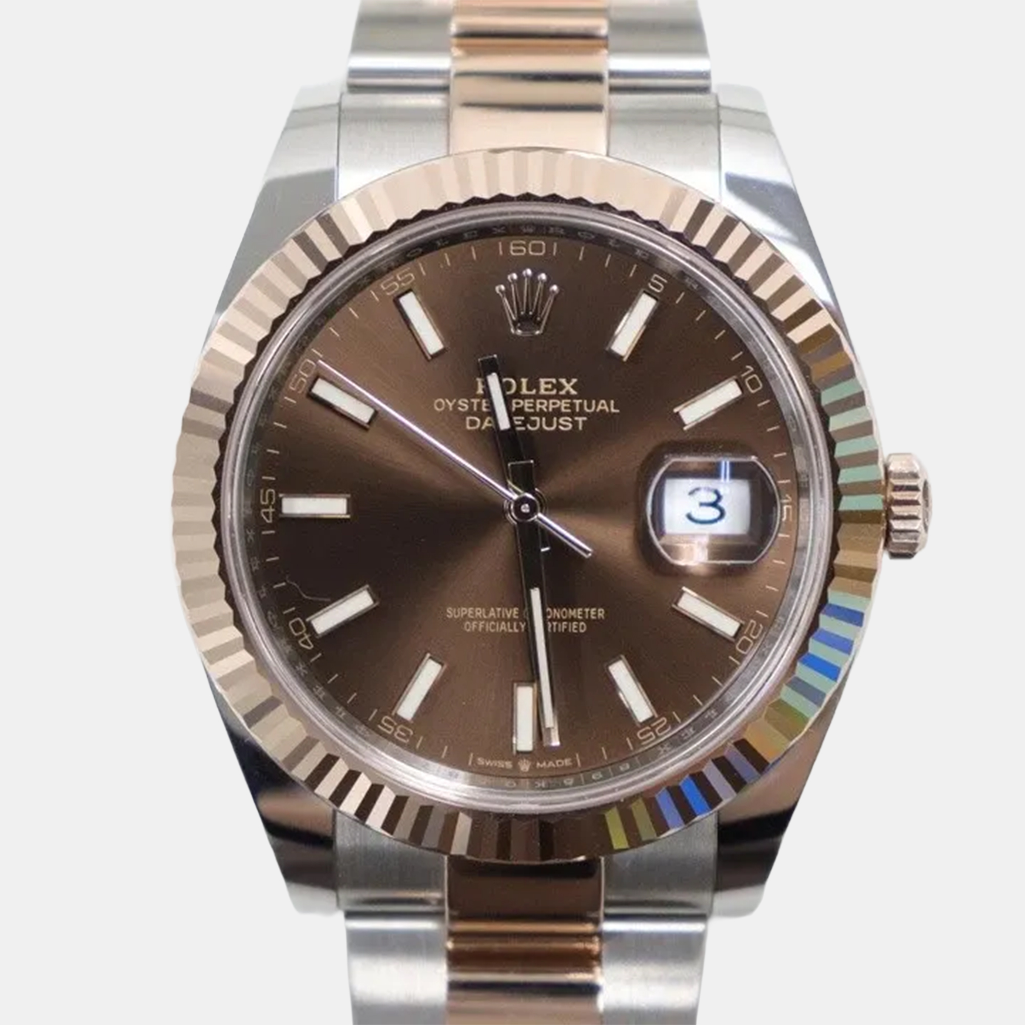 

Rolex Datejust 126331 Automatic Stainless Steel 18k Rose Gold Men's Wristwatch, Brown
