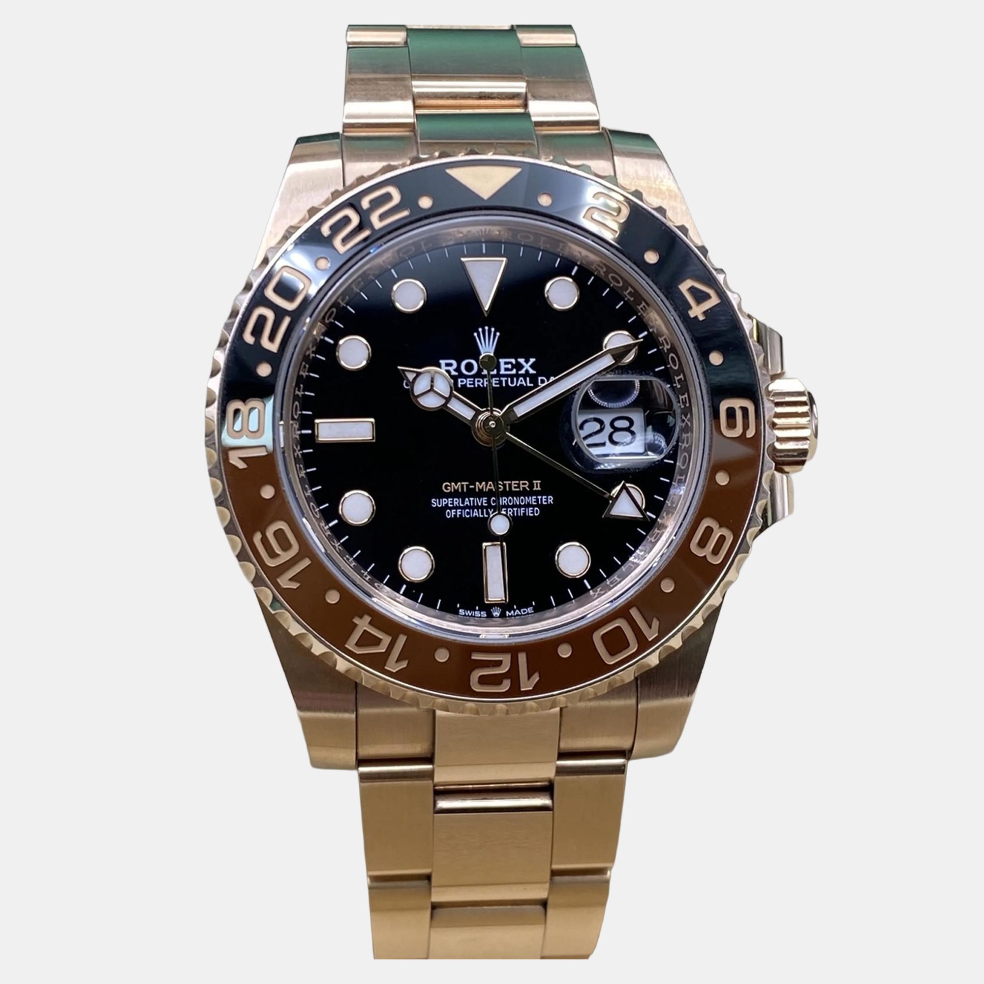

Rolex GMT-Master II 126715CHNR Automatic Black Dial 18k Rose Gold Men's Wristwatch