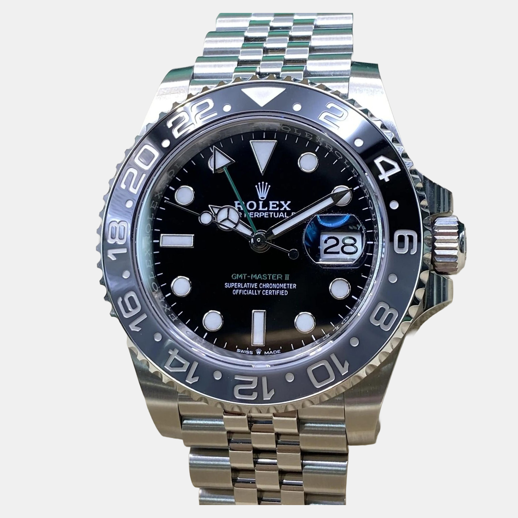 Rolex GMTMaster II 126710GRNR Automatic Black Dial Stainless Steel Mens Wristwatch 40mm
