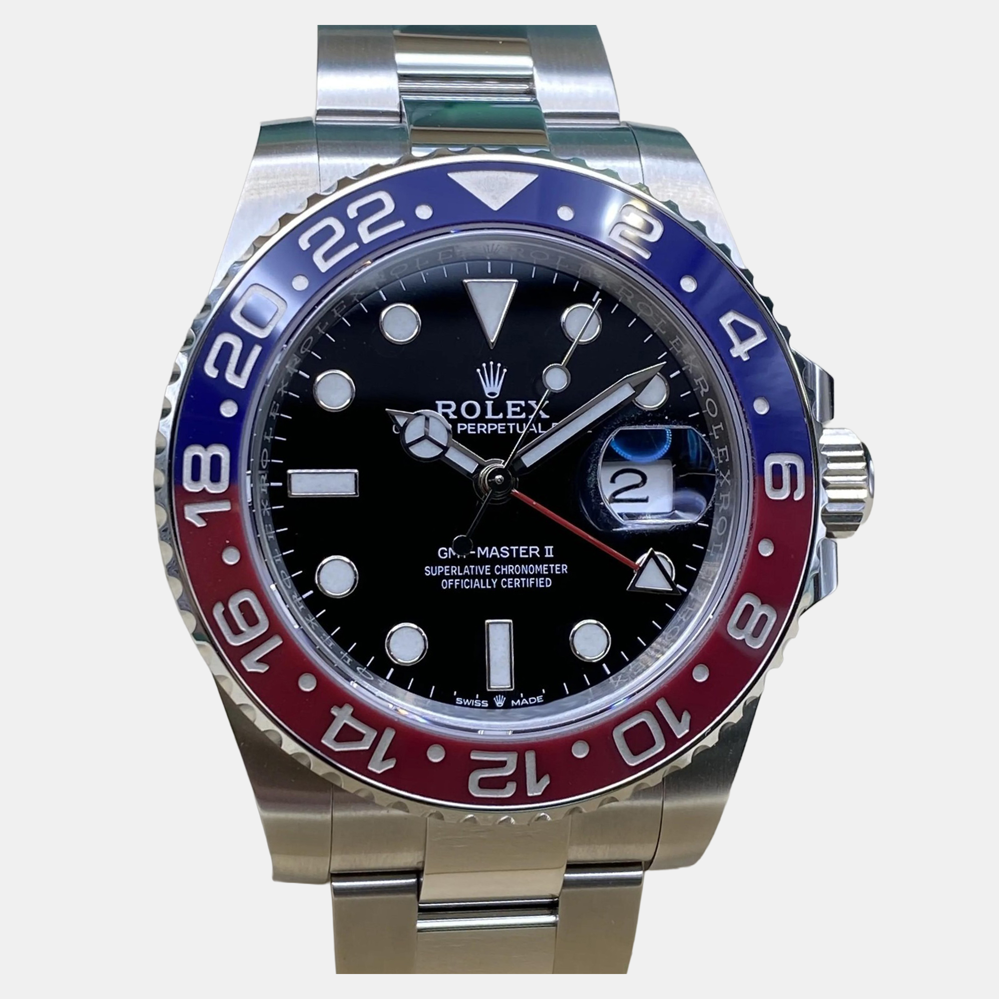 Rolex GMTMaster II Pepsi 126710BLRO Automatic Black Dial Stainless Steel Mens Wristwatch 40 mm