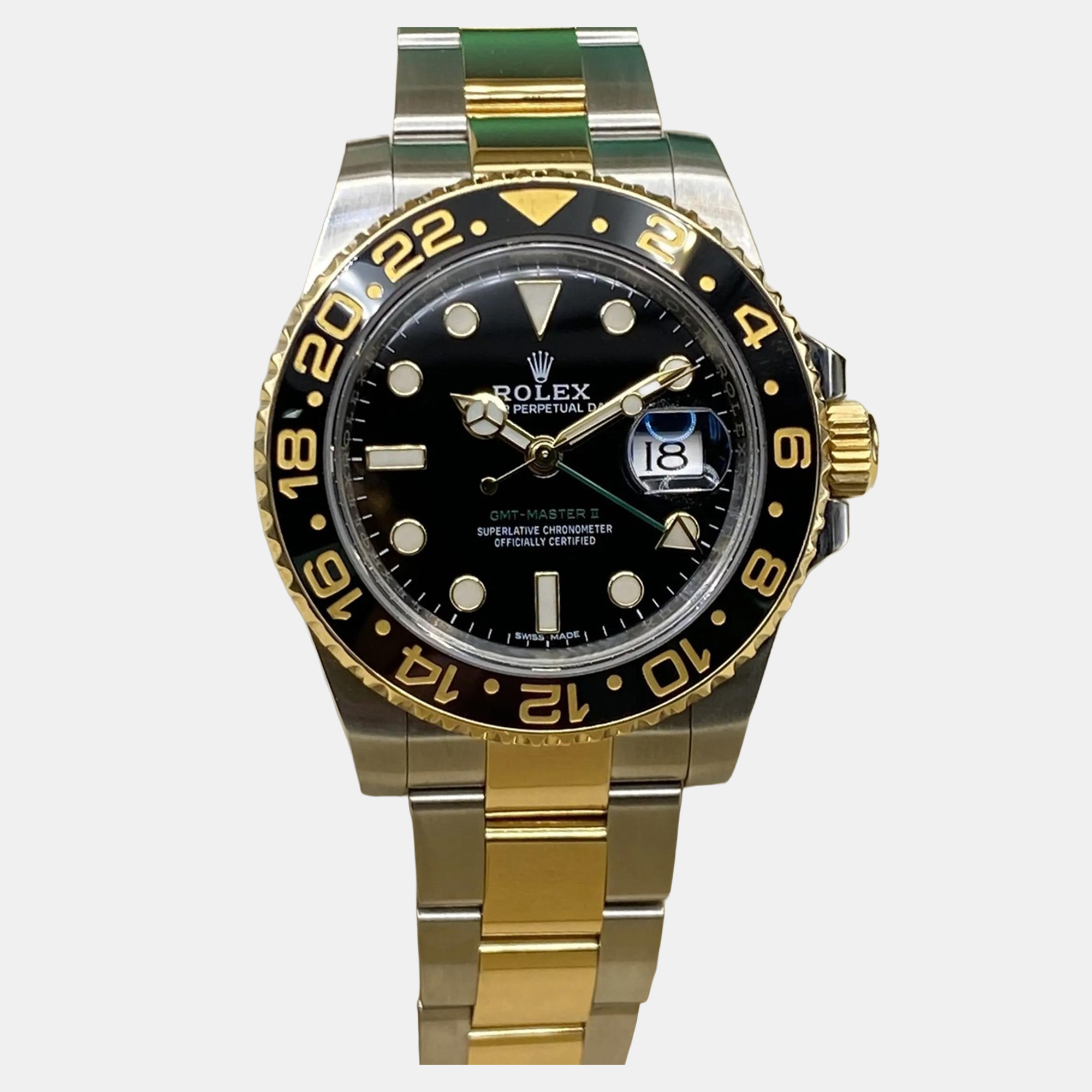 

Rolex GMT-Master II 116713LN Automatic Black Dial Stainless Steel 18k Yellow Gold Men's Wristwatch