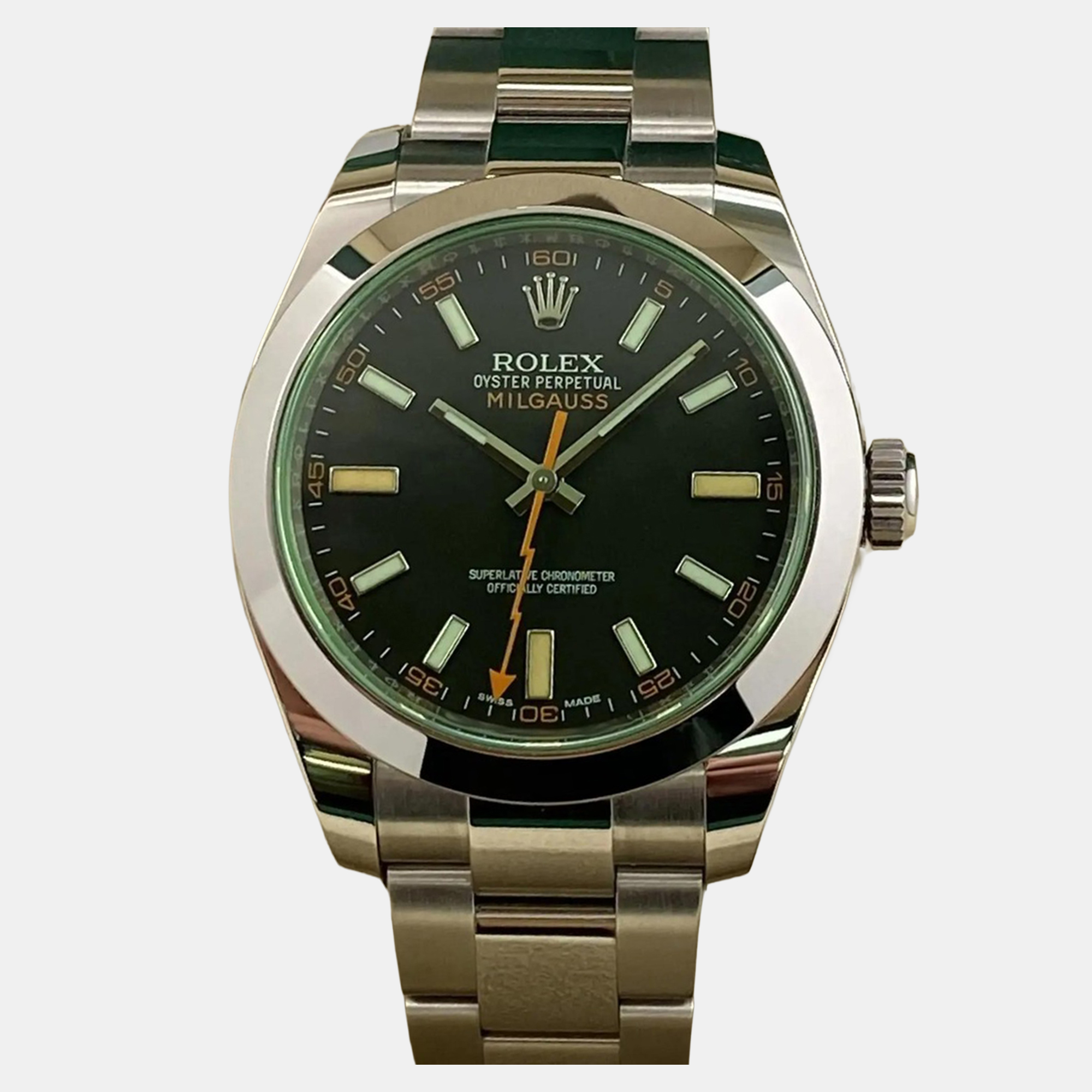 

Rolex Milgauss 116400GV Automatic Black Dial Stainless Steel Men's Wristwatch 40 mm