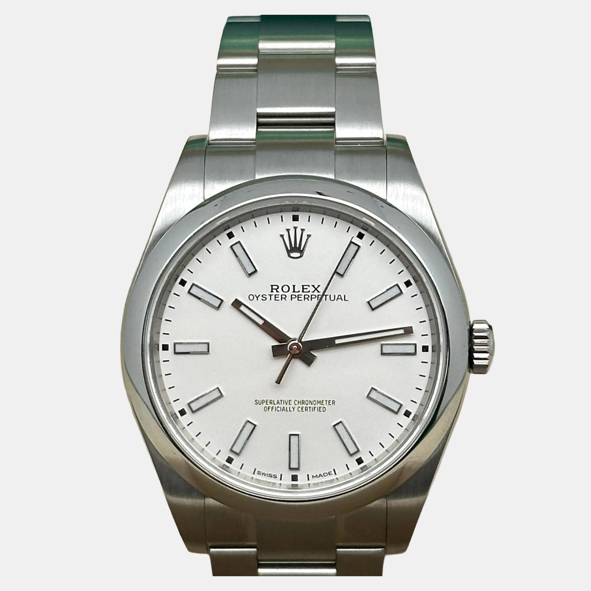 

Rolex Oyster Perpetual 114300 Automatic White Dial Stainless Steel Men's Wristwatch 39 mm