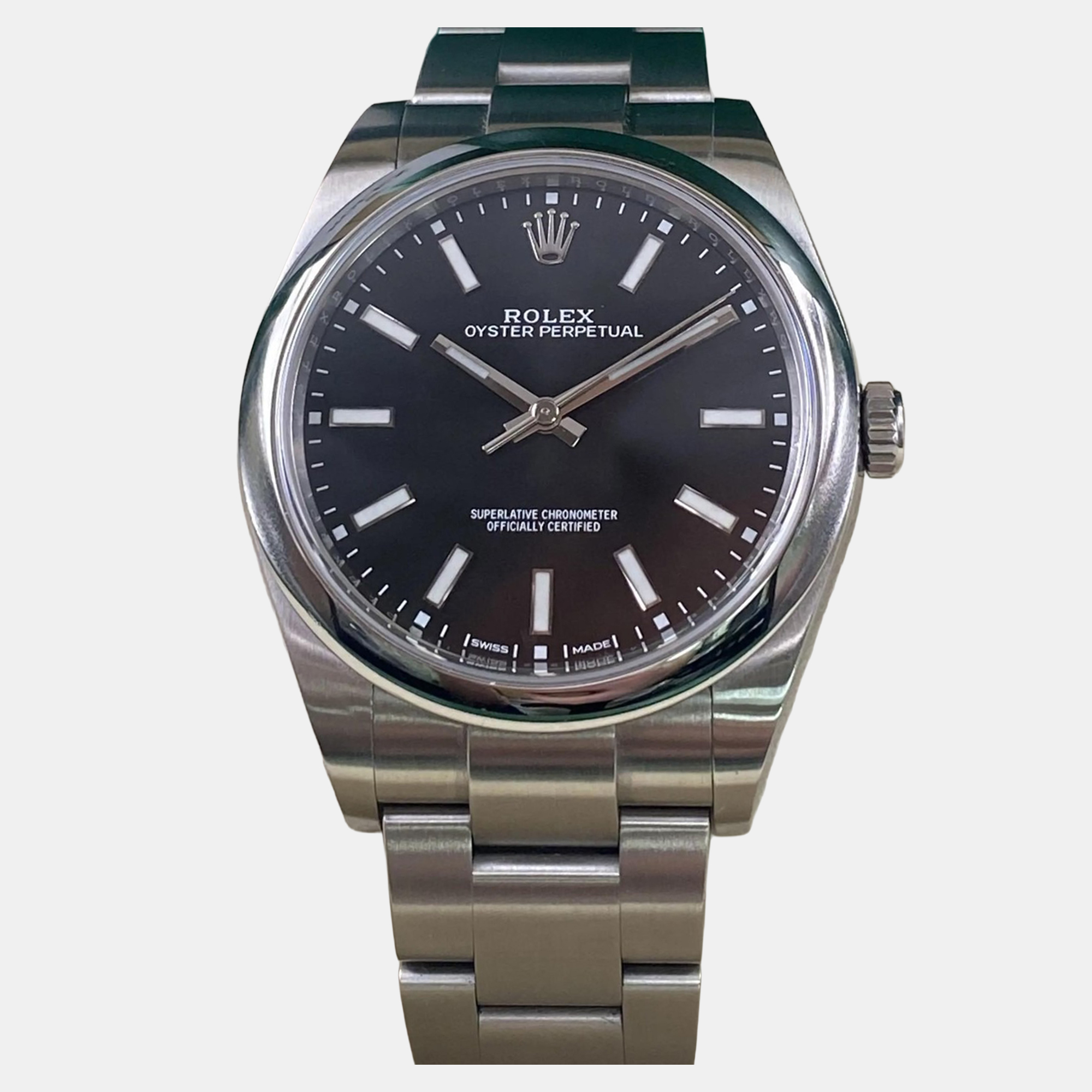 

Rolex Oyster Perpetual 114300 Automatic Black Dial Stainless Steel Men's Wristwatch 39 mm