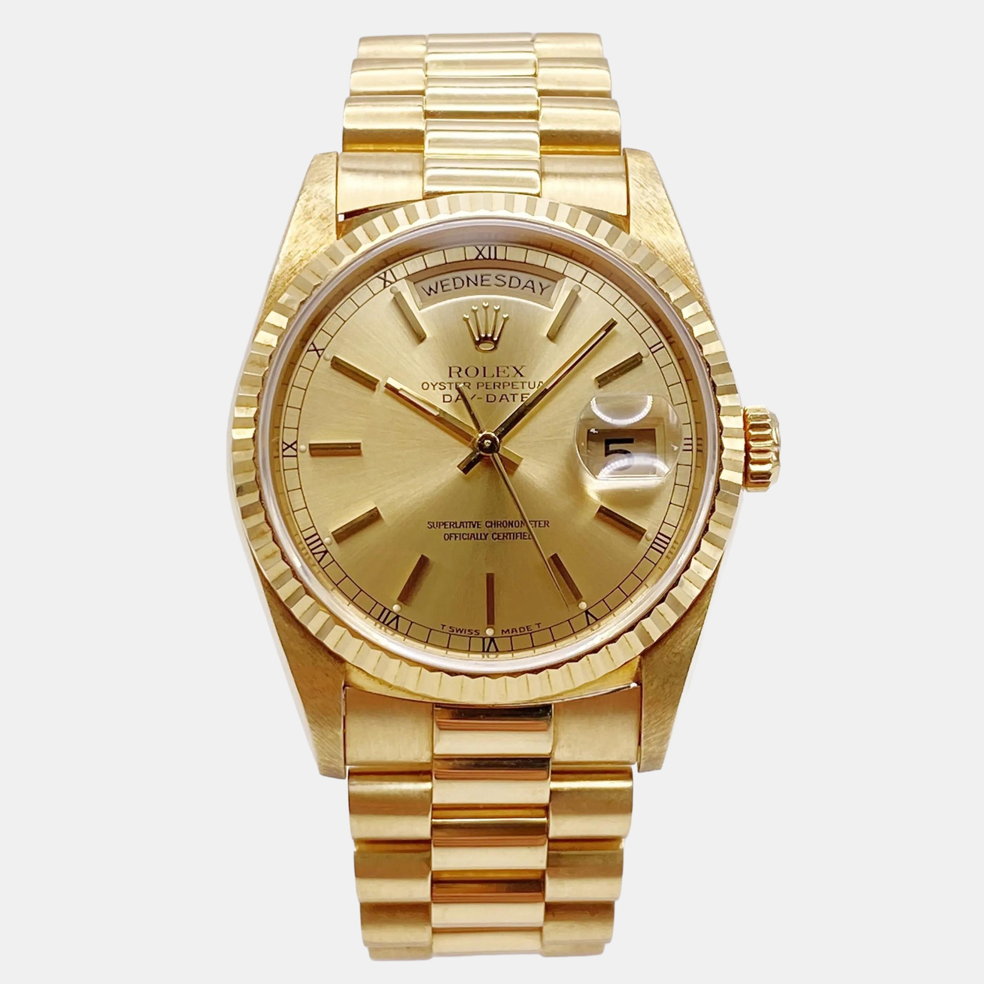 

Rolex Day-Date 18238 Automatic Champagne Dial Yellow Gold Men's Wristwatch