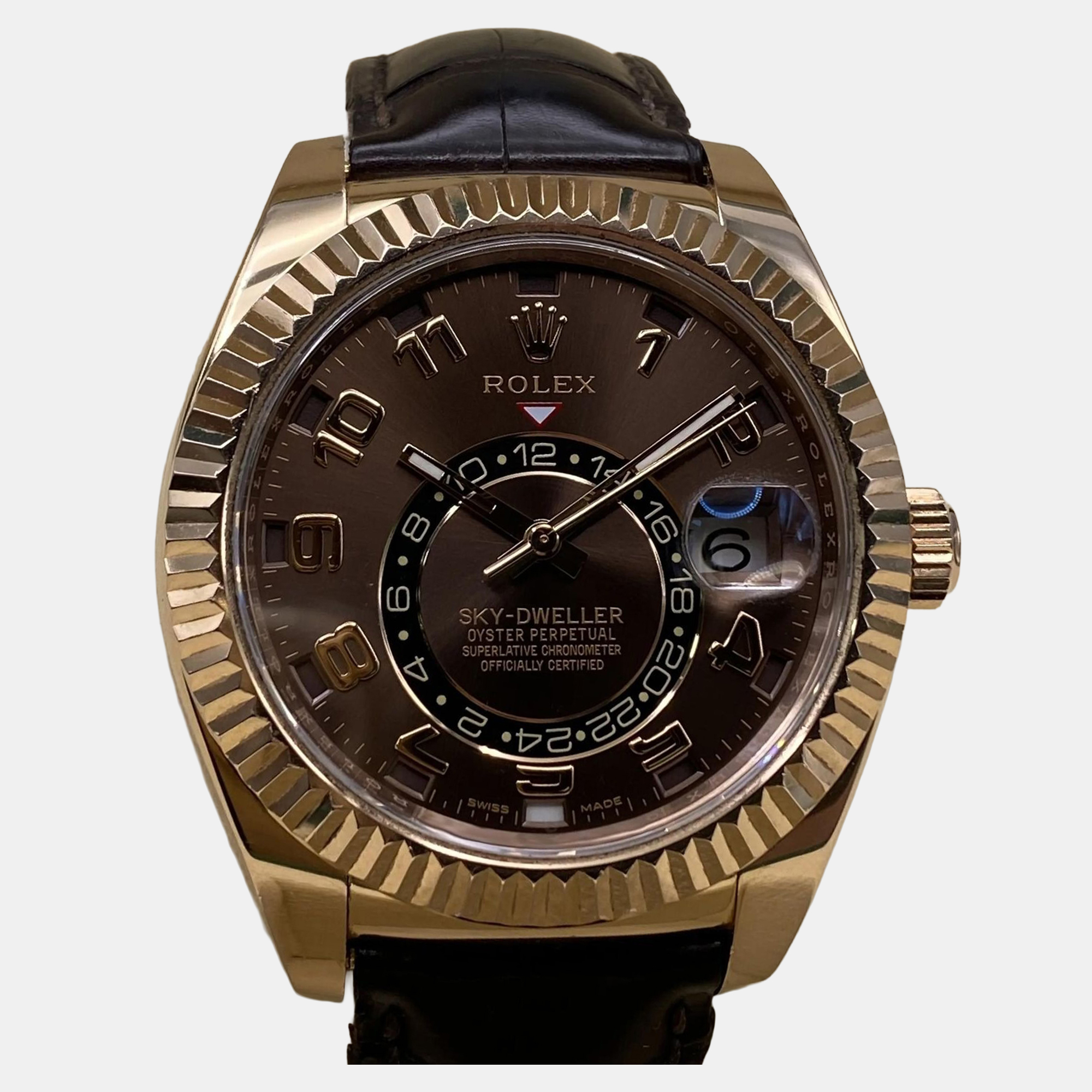 

Rolex Sky-Dweller 326135 Automatic Chocolate Dial 18k Everose Gold Men's Wristwatch, Brown