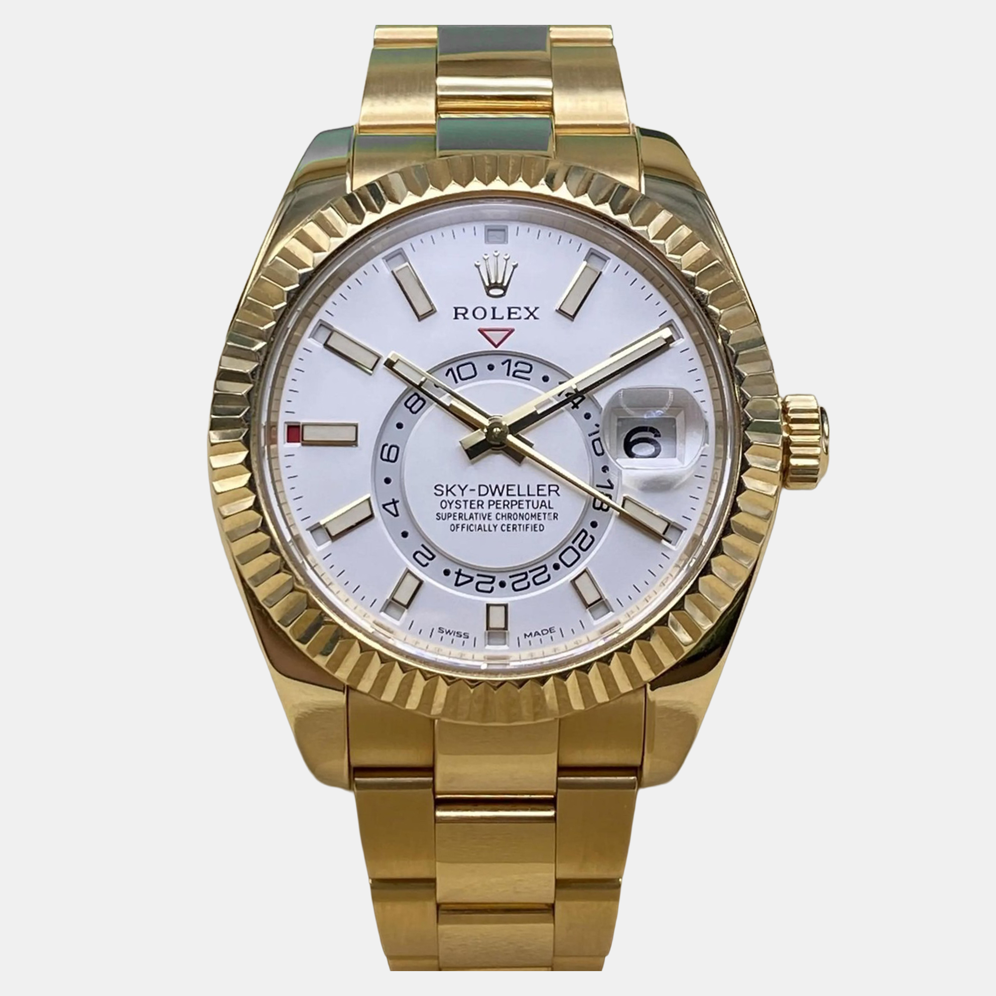 

Rolex Sky-Dweller 326938 Automatic White Dial 18k Yellow Gold Men's Wristwatch